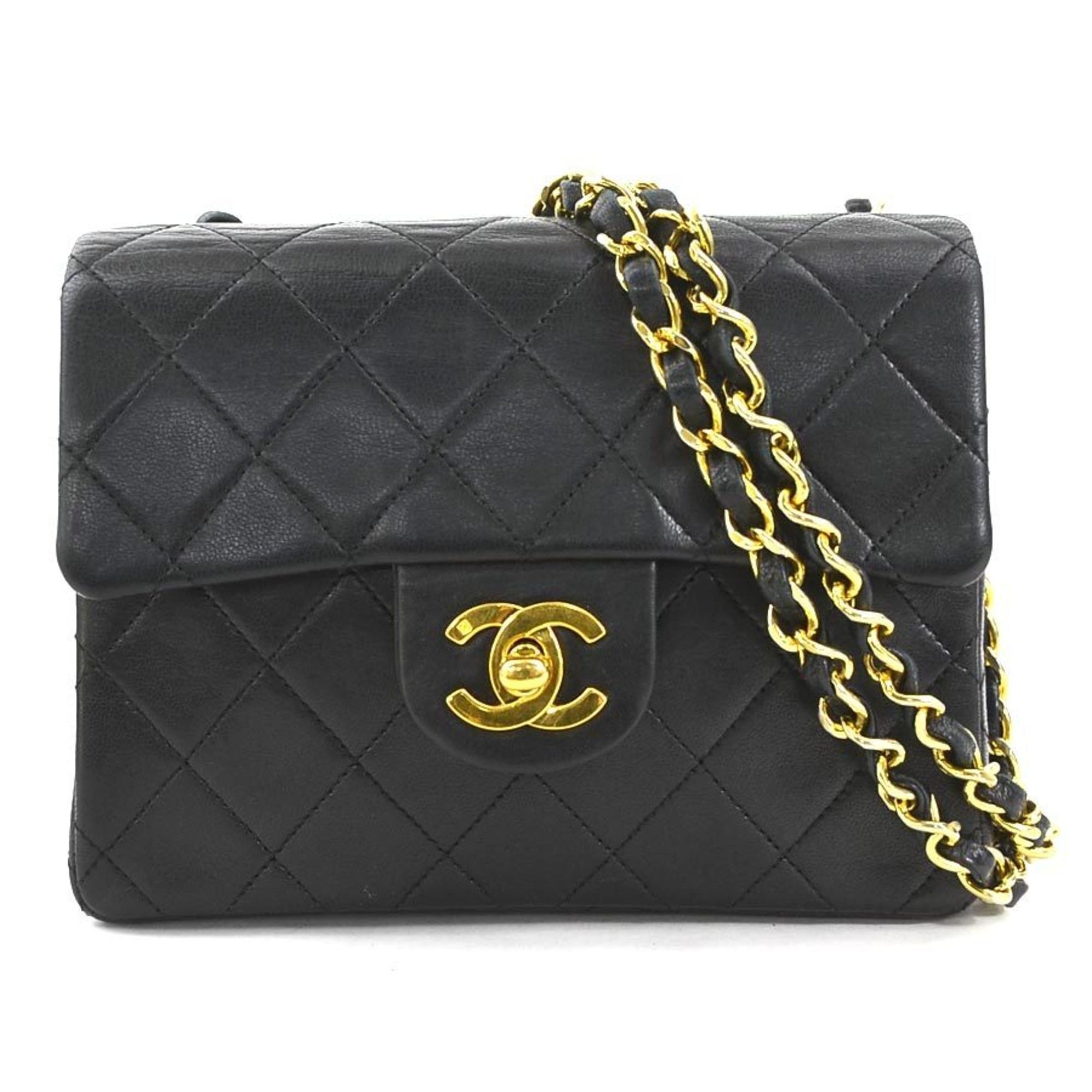 Chanel CHANEL Shoulder Bag Lambskin Black Gold Women's 90028g Size ONE SIZE - 1 Thumbnail