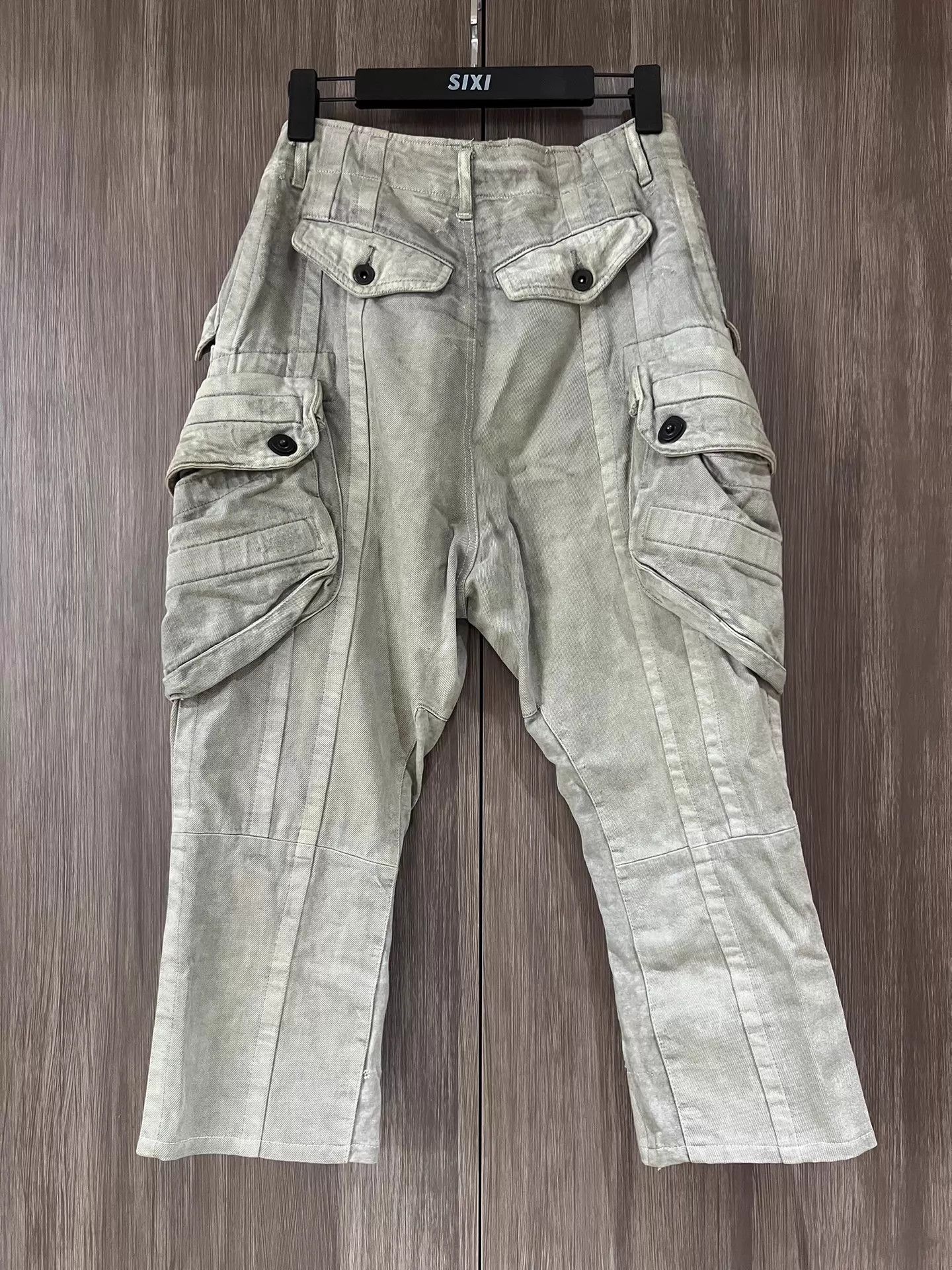 Julius Julius 7 Dirty Gray Distressed Denim Cargo Pants 8-inch 1 Size US 27 - 2 Thumbnail