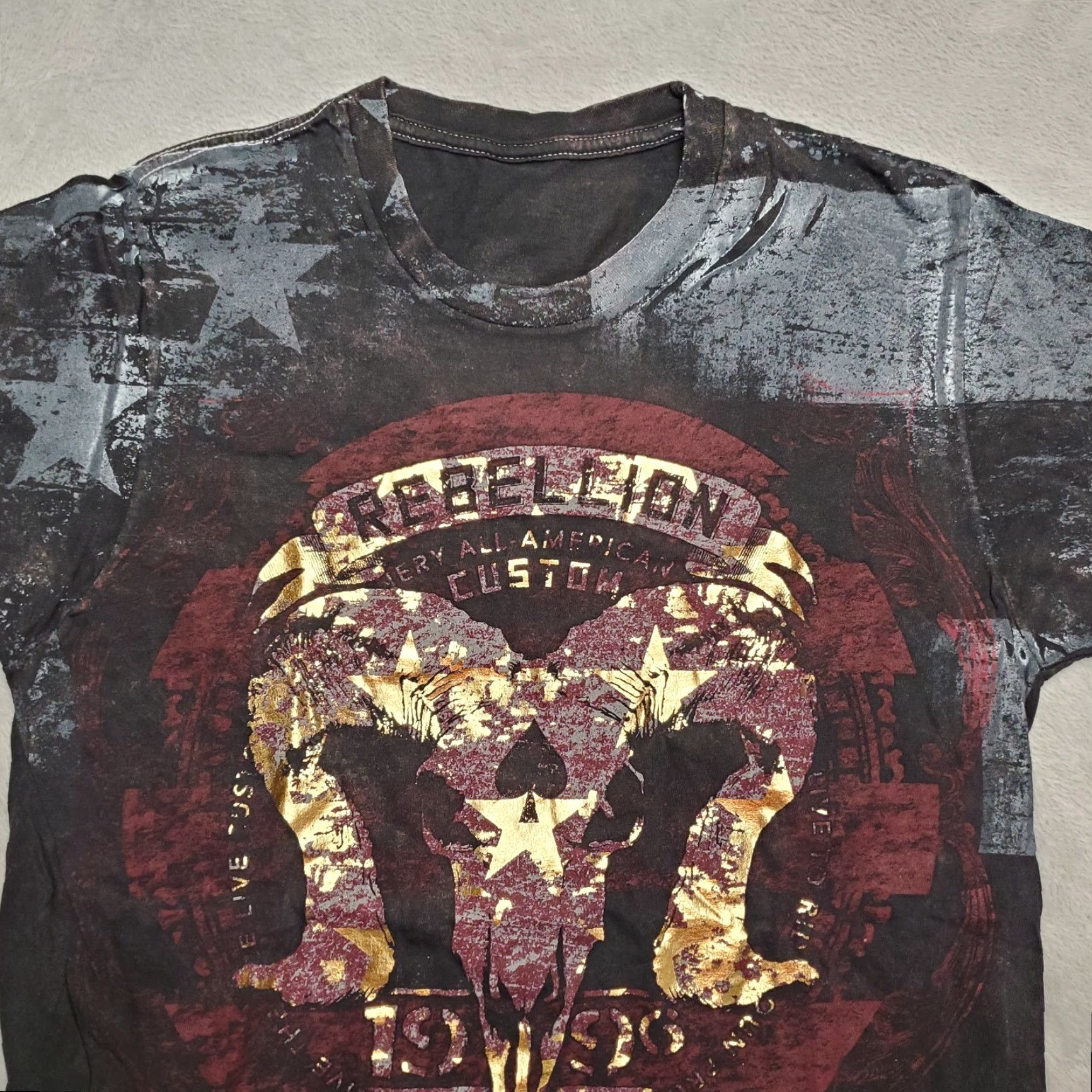 Vintage VINTAGE Rebellion Crewneck Shirt Womens S Red Gold Crew Neck All American Rams Skull Size S / US 4 / IT 40 - 2 Thumbnail
