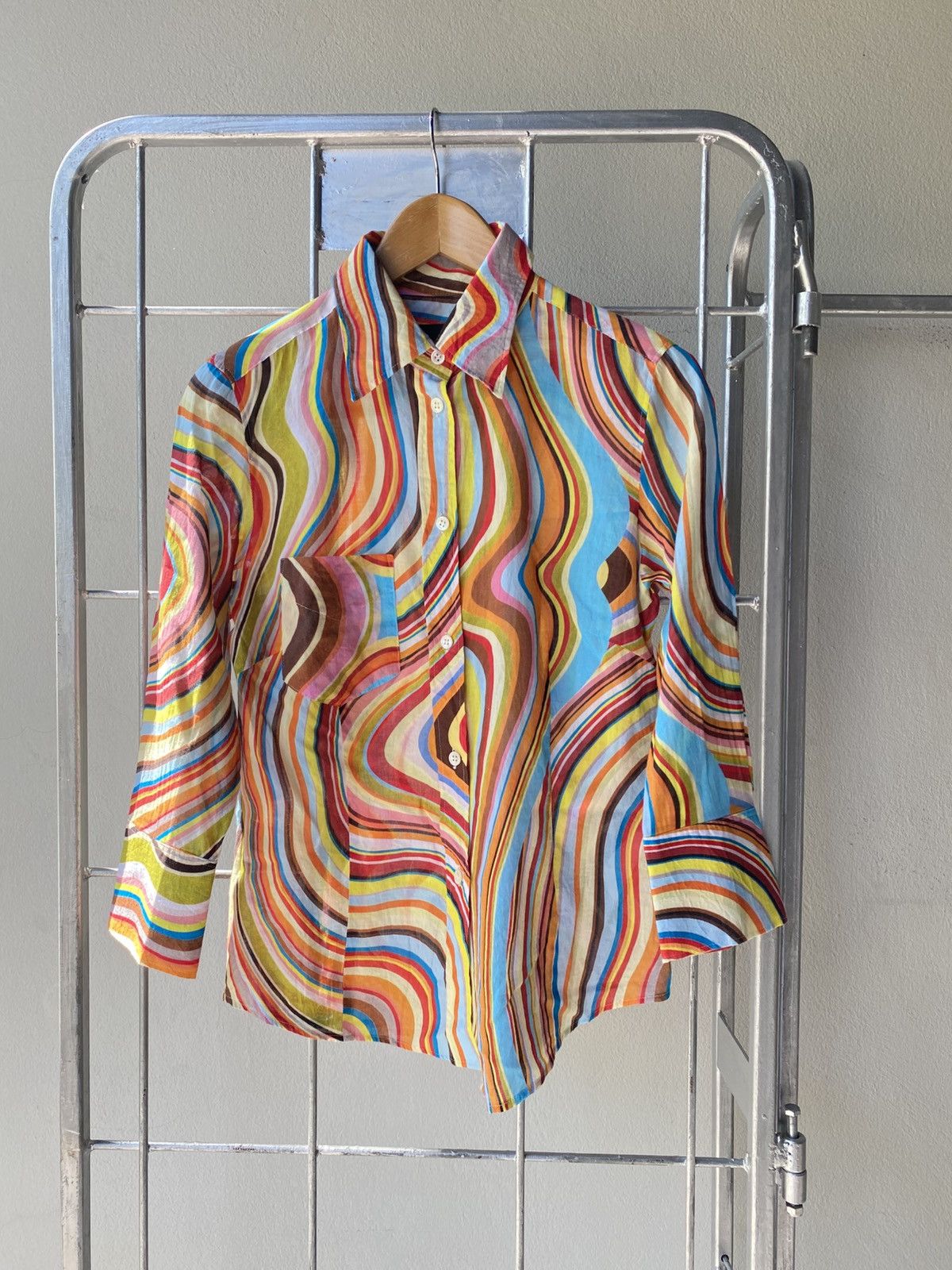 Paul Smith Paul Smith BLACK Multicolor Psychedelic Wave Shirt Size S / US 4 / IT 40 - 8 Thumbnail