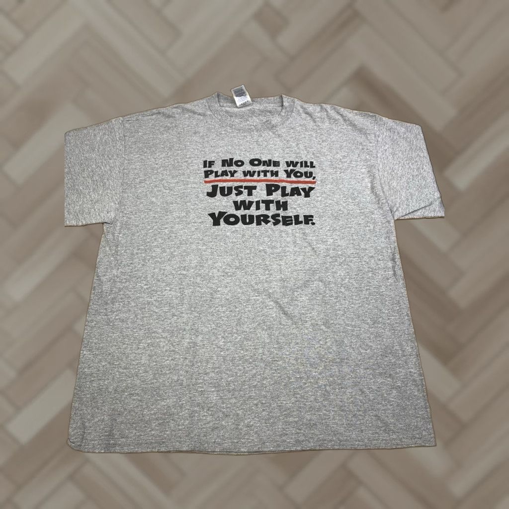 Delta VINTAGE Delta Just Play With Yourself Shirt Mens XL Gray T-Shirt Funny Humor Y2K 11682 Size US XL / EU 56 / 4 - 1 Thumbnail