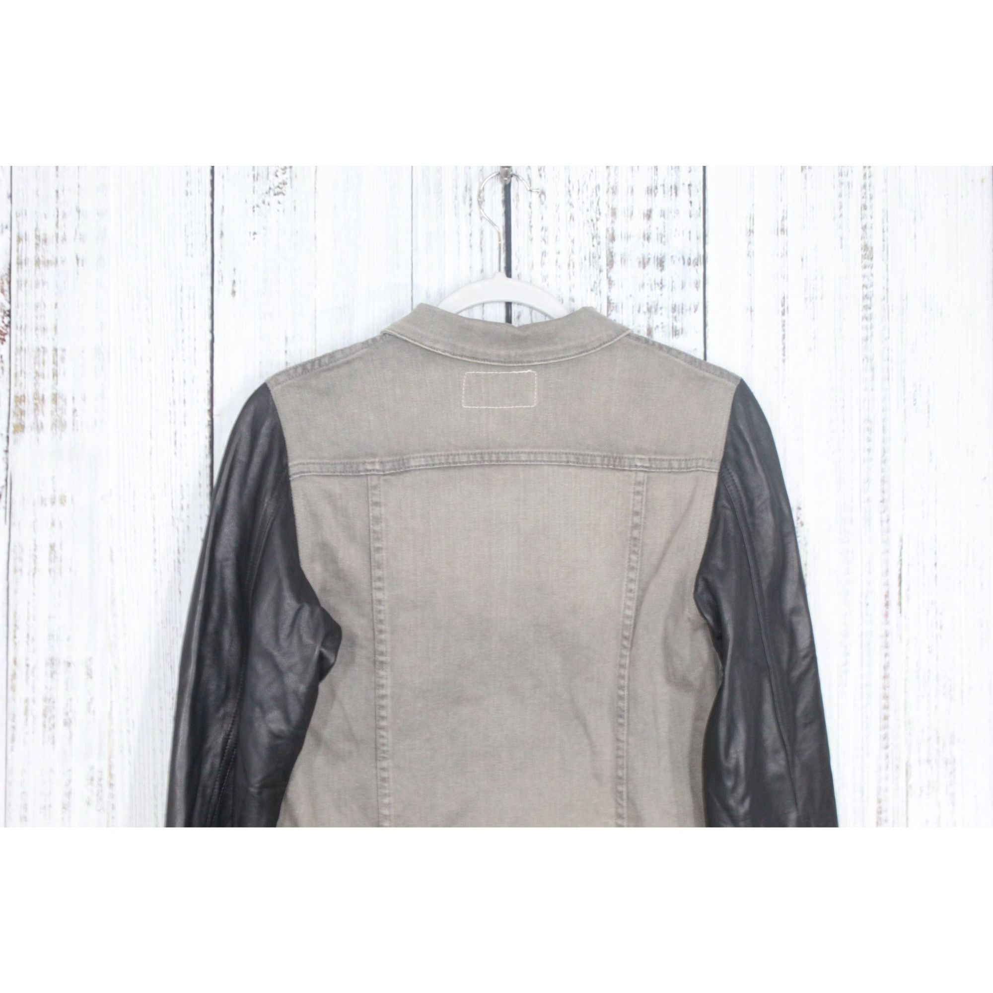 Leather × Rag & Bone Rag & Bone Women's Leather Sleeve Tattered Denim Jacket M Size M / US 6-8 / IT 42-44 - 4 Thumbnail