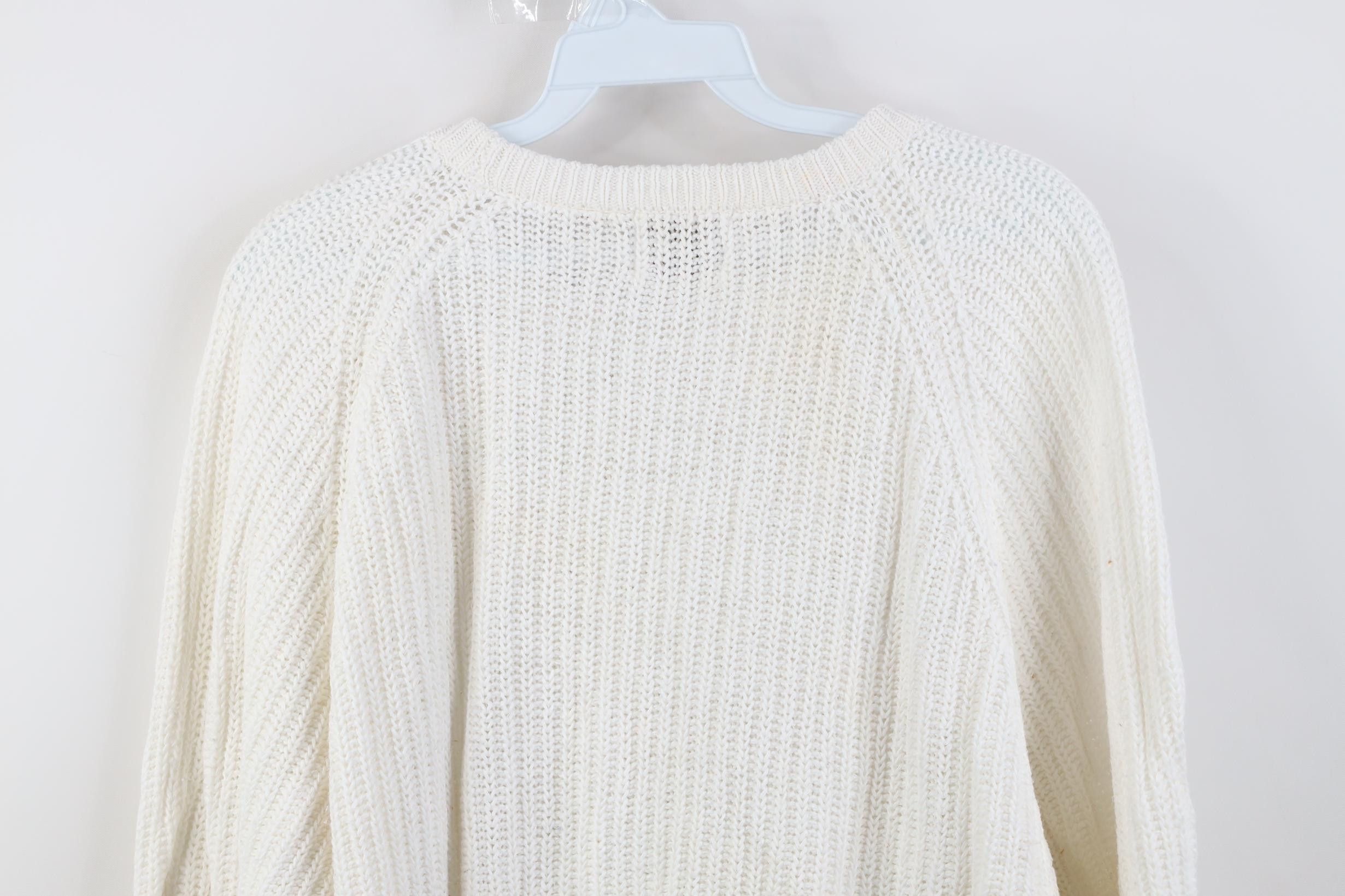 Vintage Vintage 90s Streetwear Chunky Ribbed Crewneck Sweater White Size L / US 10 / IT 46 - 9 Thumbnail