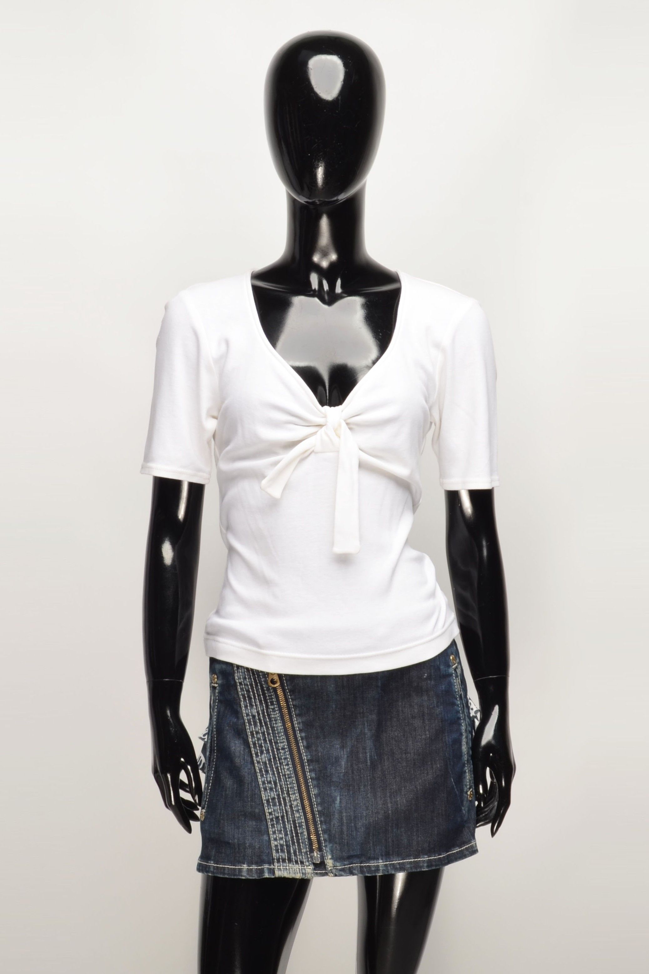 Ungaro Paris Vintage Ungaro Paris 90's White Tie-Front Short Sleeve Top Size S / US 4 / IT 40 - 1 Thumbnail