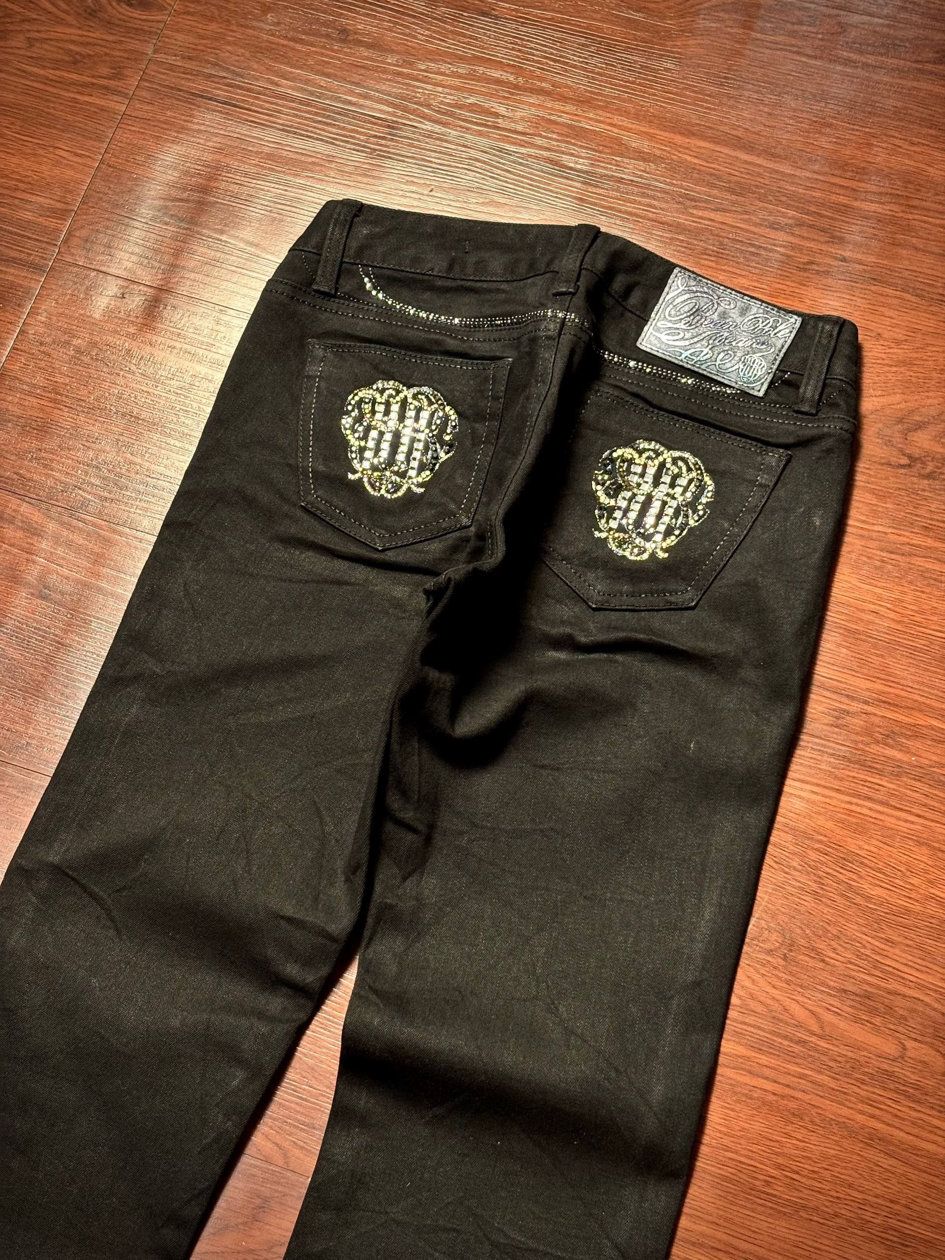 Rock & Republic Vintage Y2K Designer Blackout Rhinestone Flare Denim Pants Size 30" / US 8 / IT 44 - 2 Thumbnail