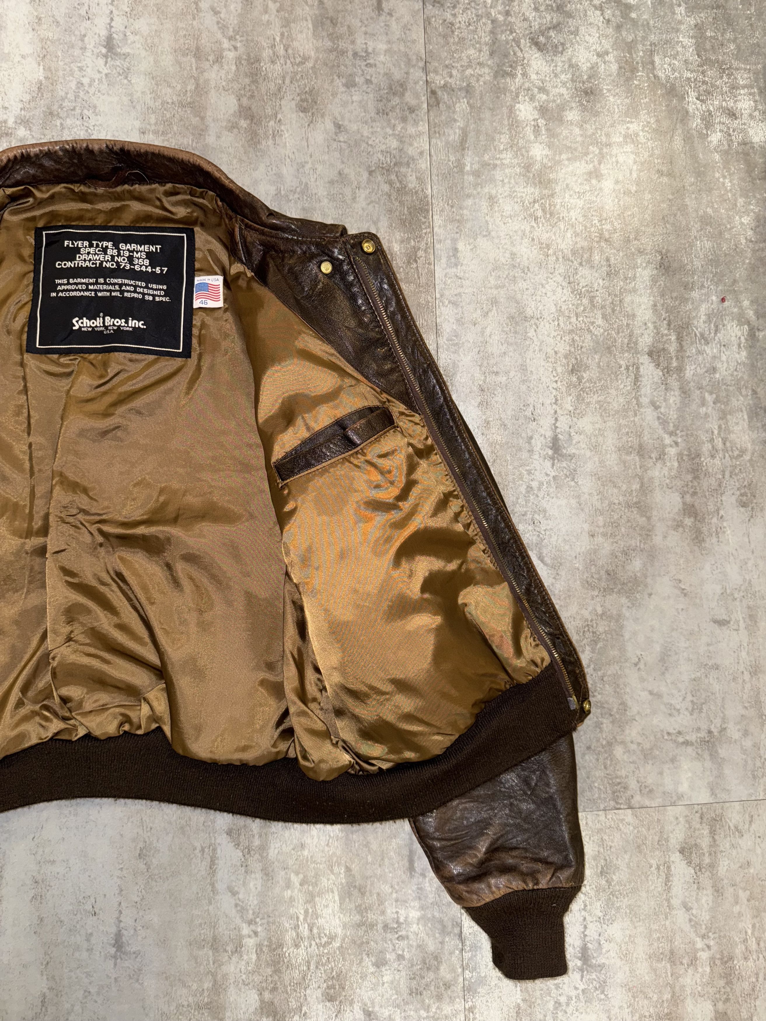 Schott Schott Goatskin aviator Type A-2 mod. 230F, size 46USA Size US L / EU 52-54 / 3 - 18 Thumbnail