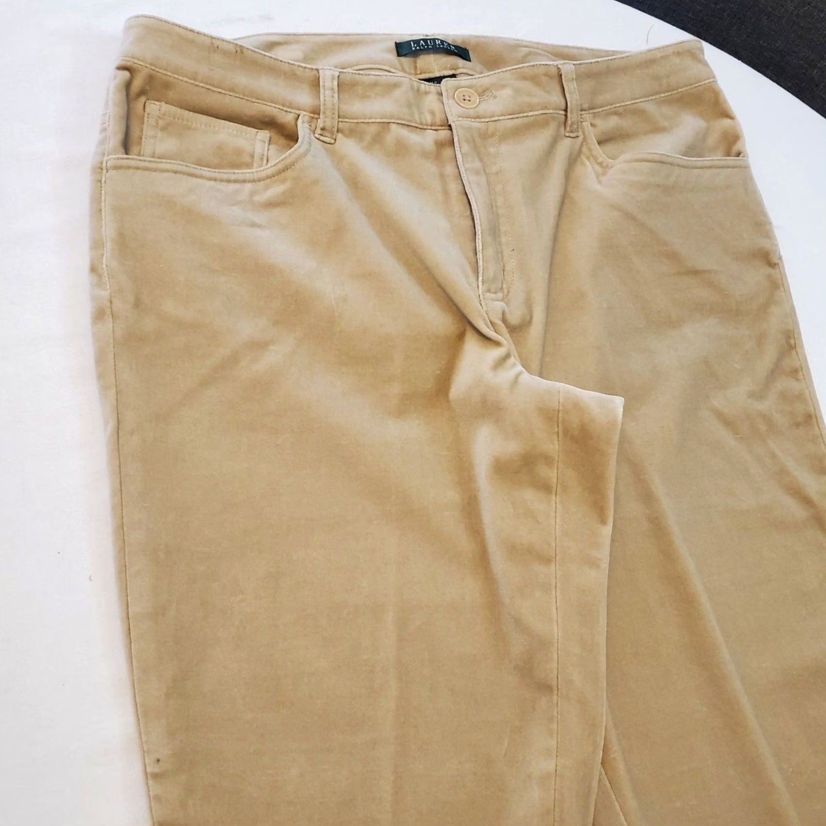 Ralph Lauren Lauren Ralph Lauren Pants Size 12 Womens Beige Velour Straight Leg 5 Pocket Size 34" / US 12 / IT 48 - 4 Thumbnail