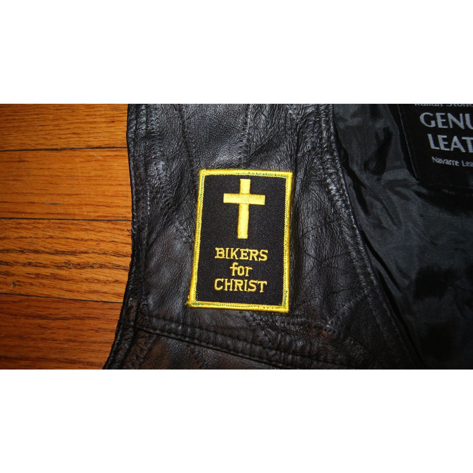 Vintage Genuine Leather Vest XL Navarre Leather Comp. Jesus Patches Size US XL / EU 56 / 4 - 6 Thumbnail