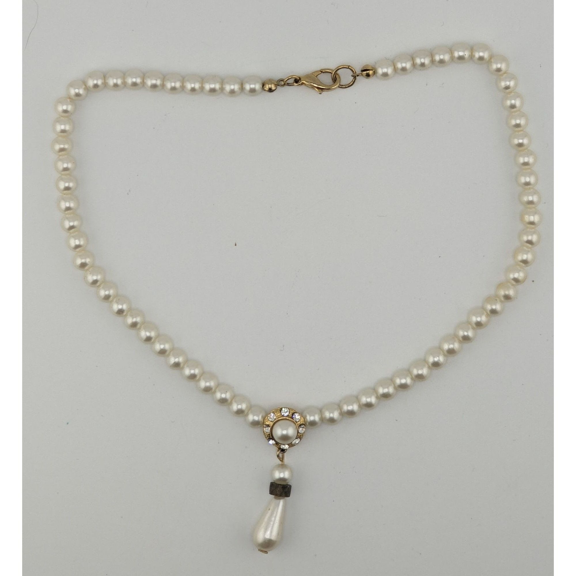 Other Vintage Bridal Faux Pearl Necklace With Rhinestone Accents Size ONE SIZE - 4 Thumbnail
