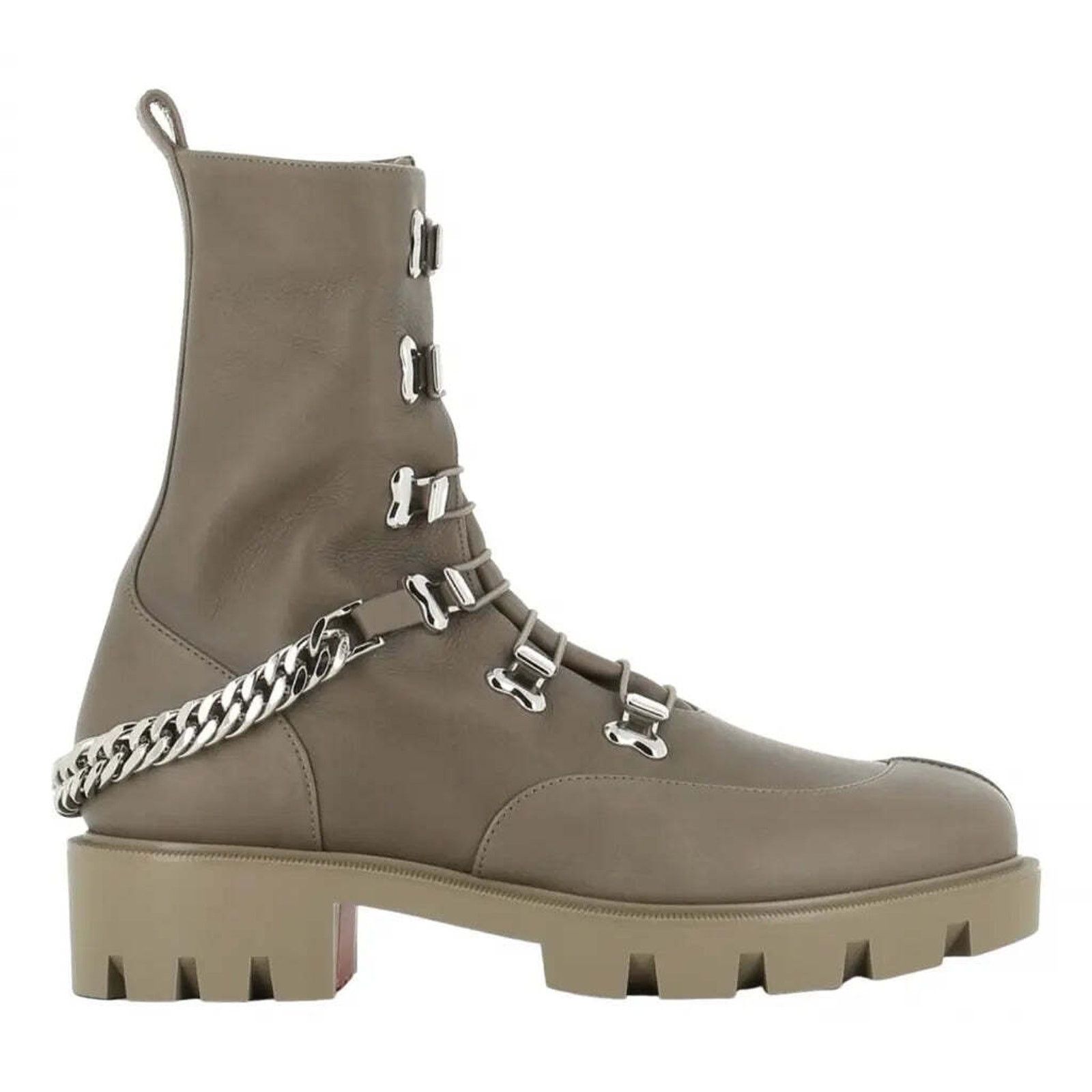 Christian Louboutin Christian Louboutin Horse Flat Silex Grey Leather Combat Size US 7 / IT 37 - 1 Thumbnail