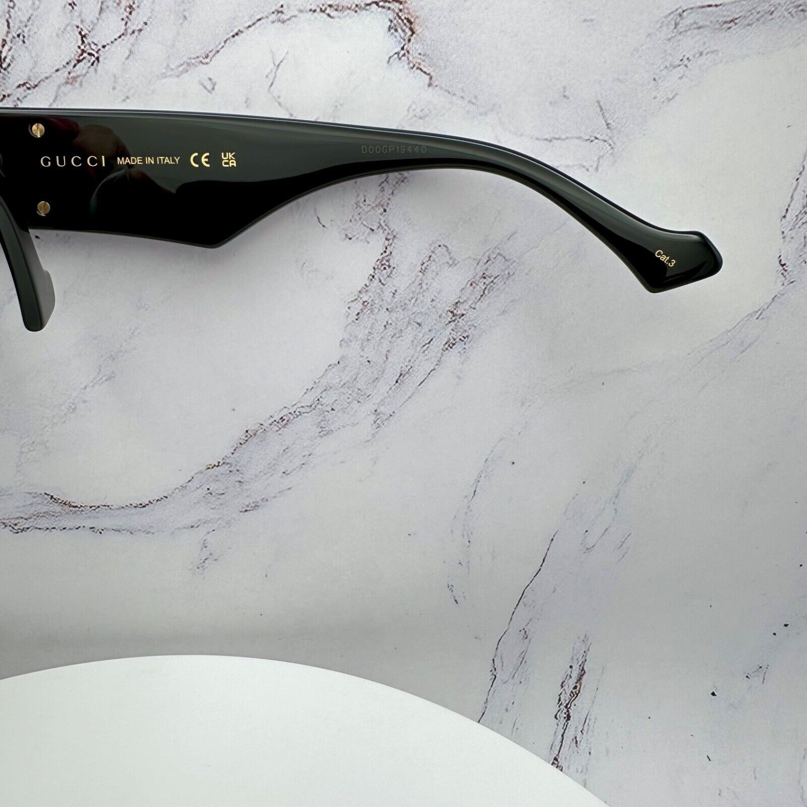 Gucci Gucci Sunglasses Black Cat Eye Gold Interlocking GG Logo Size ONE SIZE - 7 Thumbnail