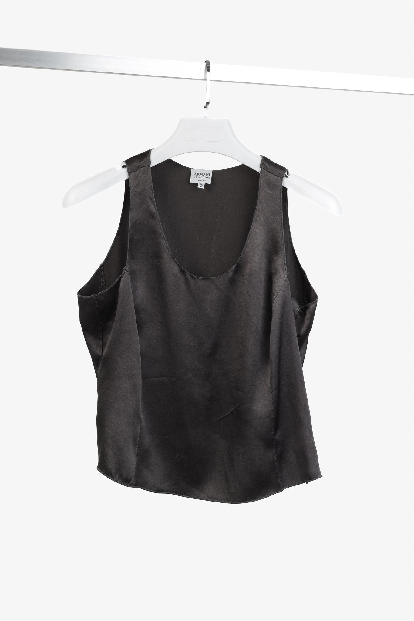 Armani Collezioni Armani Collezioni 2002 Charcoal Silk Cami Size L / US 10 / IT 46 - 1 Thumbnail