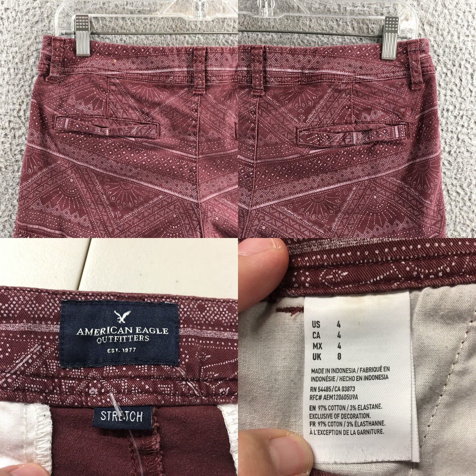 American Eagle Outfitters American Eagle Outfitters Burgundy Fair Isle Stretch Chino Shorts Womens 4 (Actual 31X4.5) Size 4 Cotton Blend Size 27" / US 4 / IT 40 - 9 Thumbnail