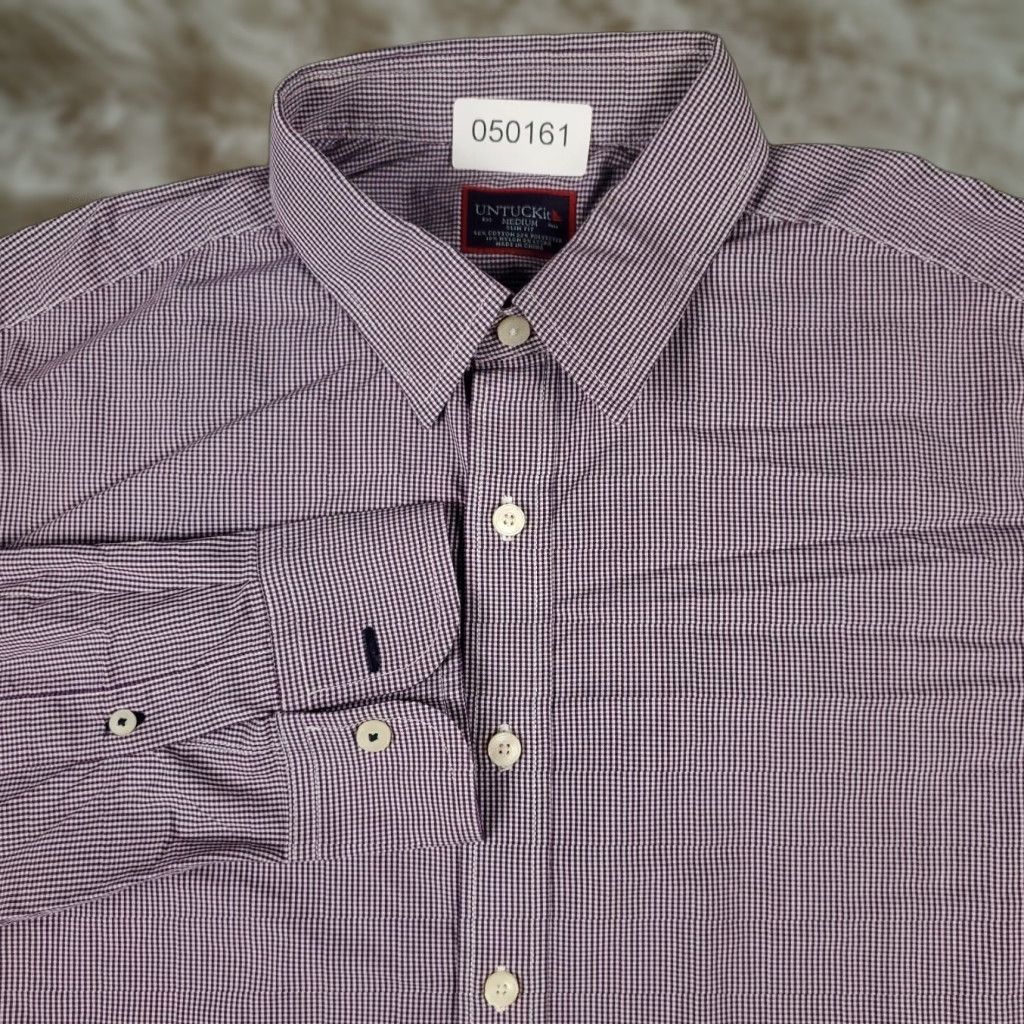 UNTUCKit VINTAGE UNTUCKit Men's Shirt Size Medium Purple Check Casual Button-Up Long Sleeve Size US M / EU 48-50 / 2 - 1 Thumbnail