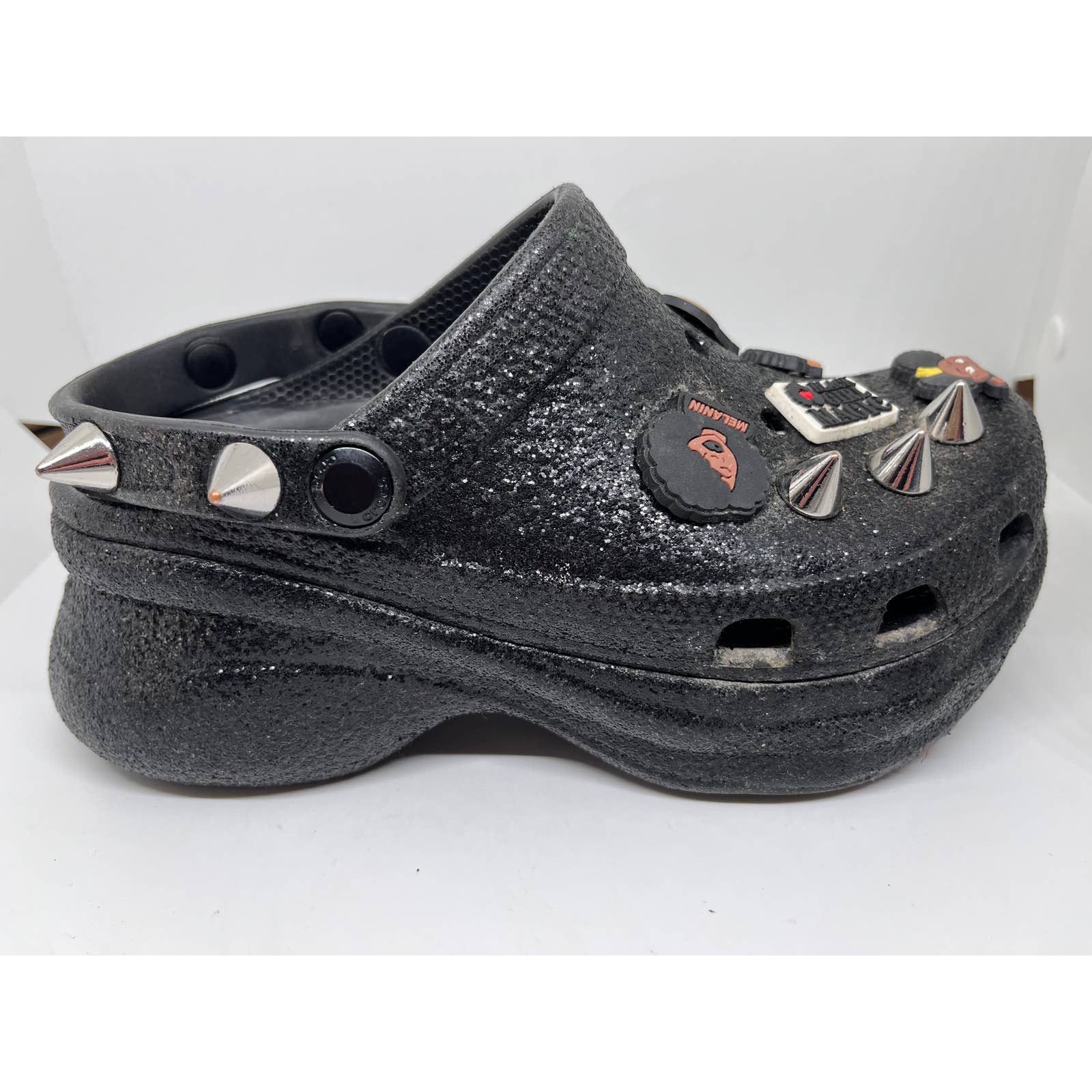Crocs Crocs Classic Bae Glitter Stud Clog Black Goth Wedge W 6 Grailed