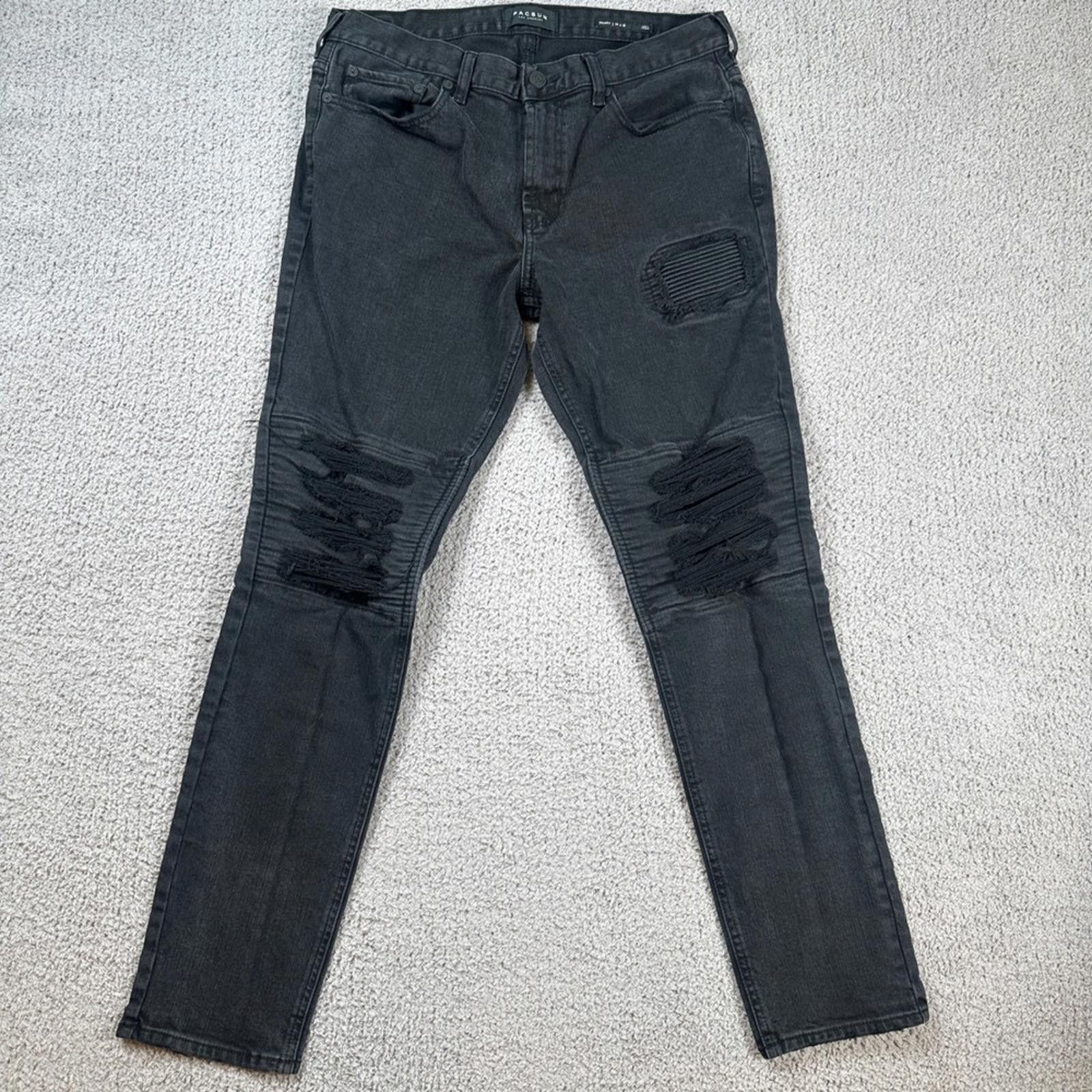 Pacsun Pacsun Mens Skinny Jeans 34x32 Black Biker Moto Ripped Denim Size US 34 / EU 50 - 1 Thumbnail