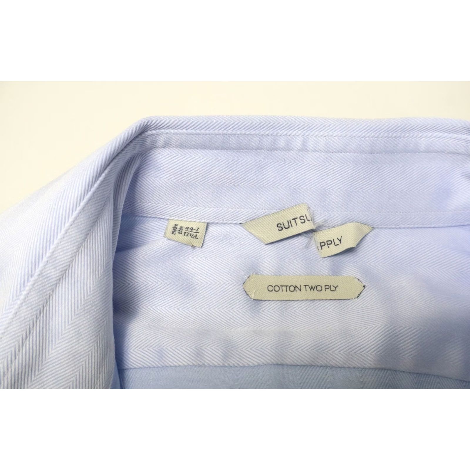 Suitsupply Suitsupply Cotton Twoplay Formal Shirt Men's 44-7/17 1/2L Blue Long Sleeve Shirt Mens Slim 100% Cotton Size 44R - 5 Thumbnail