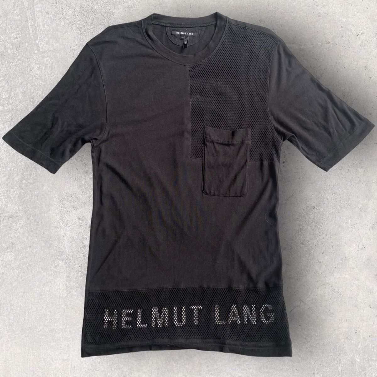 Helmut Lang Cut And Sew Mesh Logo T Shirt Size US XS / EU 42 / 0 - 1 Thumbnail