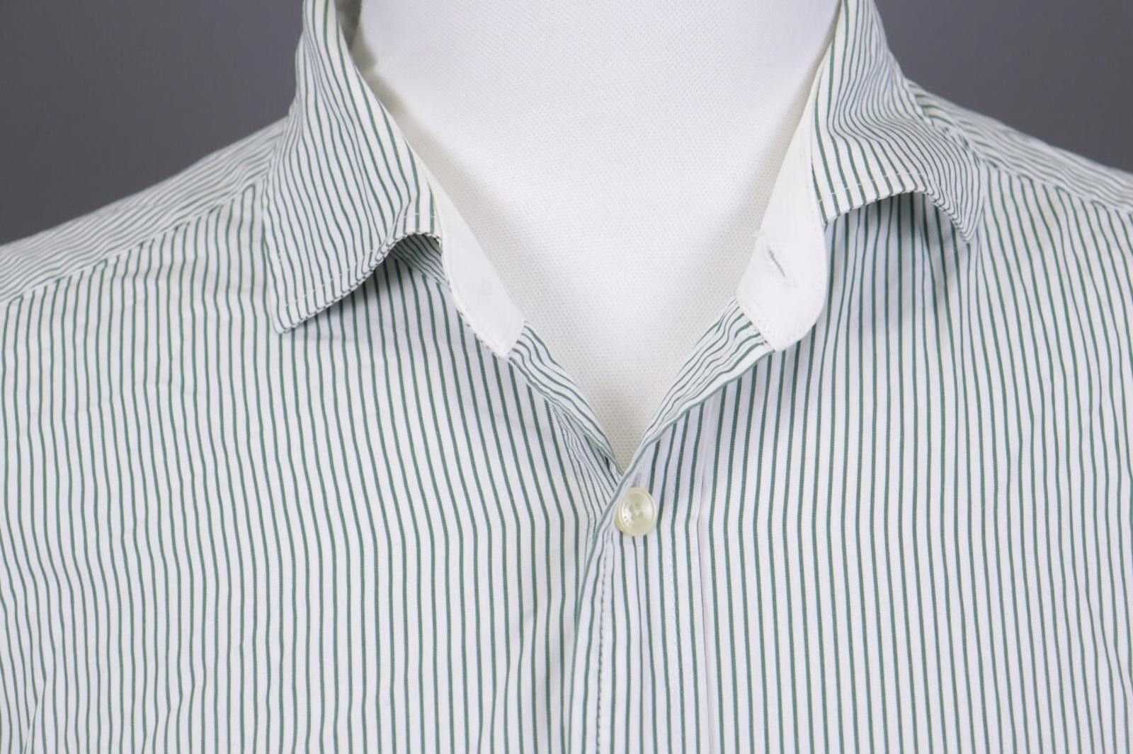 Designer Hackett London Classi Fit White Striped Down Shirt Size XL Size US XL / EU 56 / 4 - 3 Thumbnail