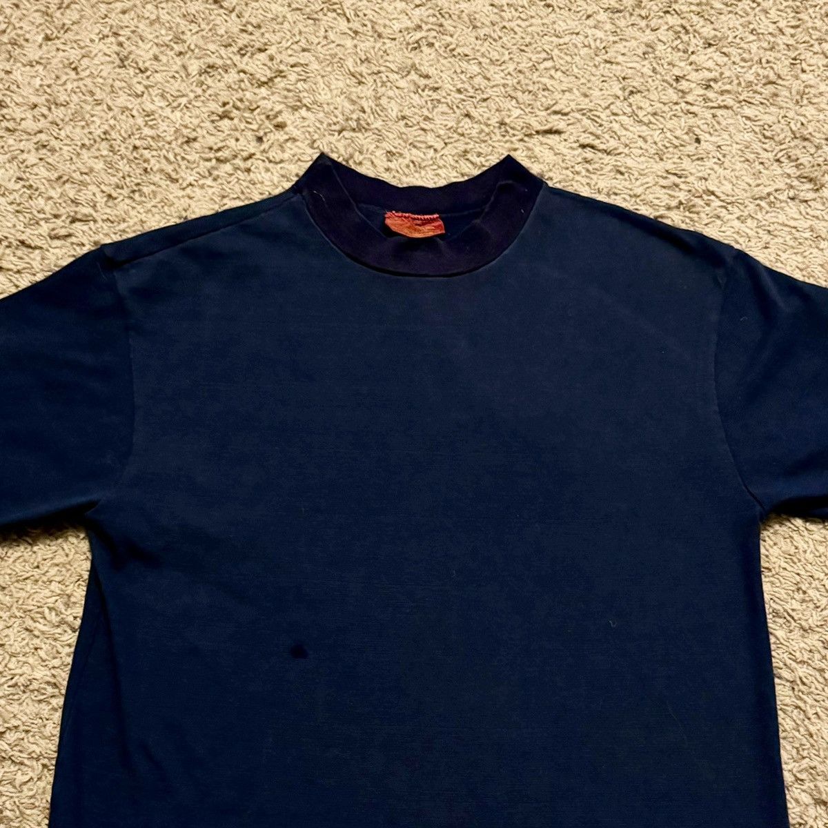 Sears TRUE VINTAGE 70s DARK BLUE MOCK NECK TEE! Size US M / EU 48-50 / 2 - 2 Thumbnail