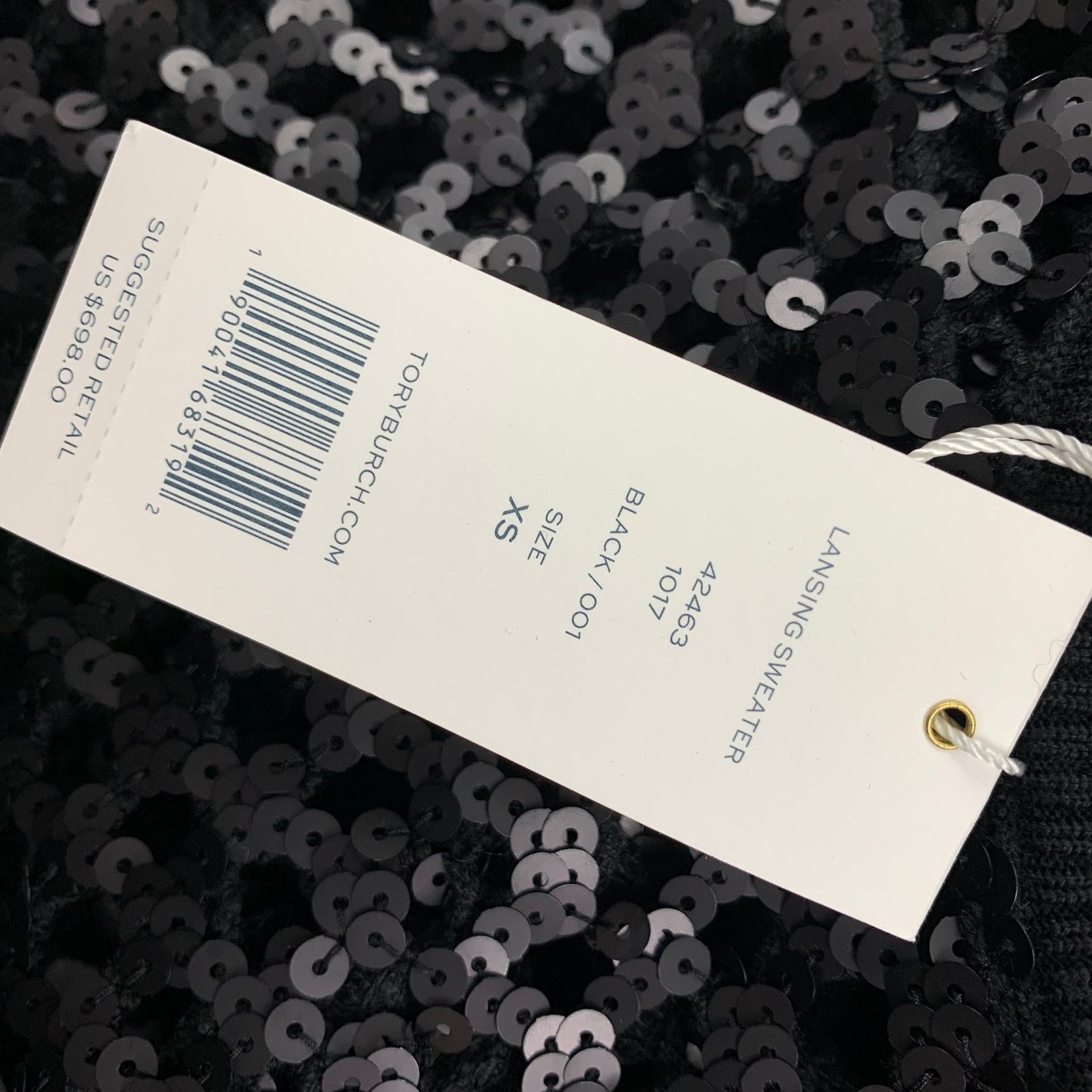 Tory Burch TORY BURCH Size XS Black Mesh Sequined Crew Neck Pullover Size XS / US 0-2 / IT 36-38 - 6 Thumbnail