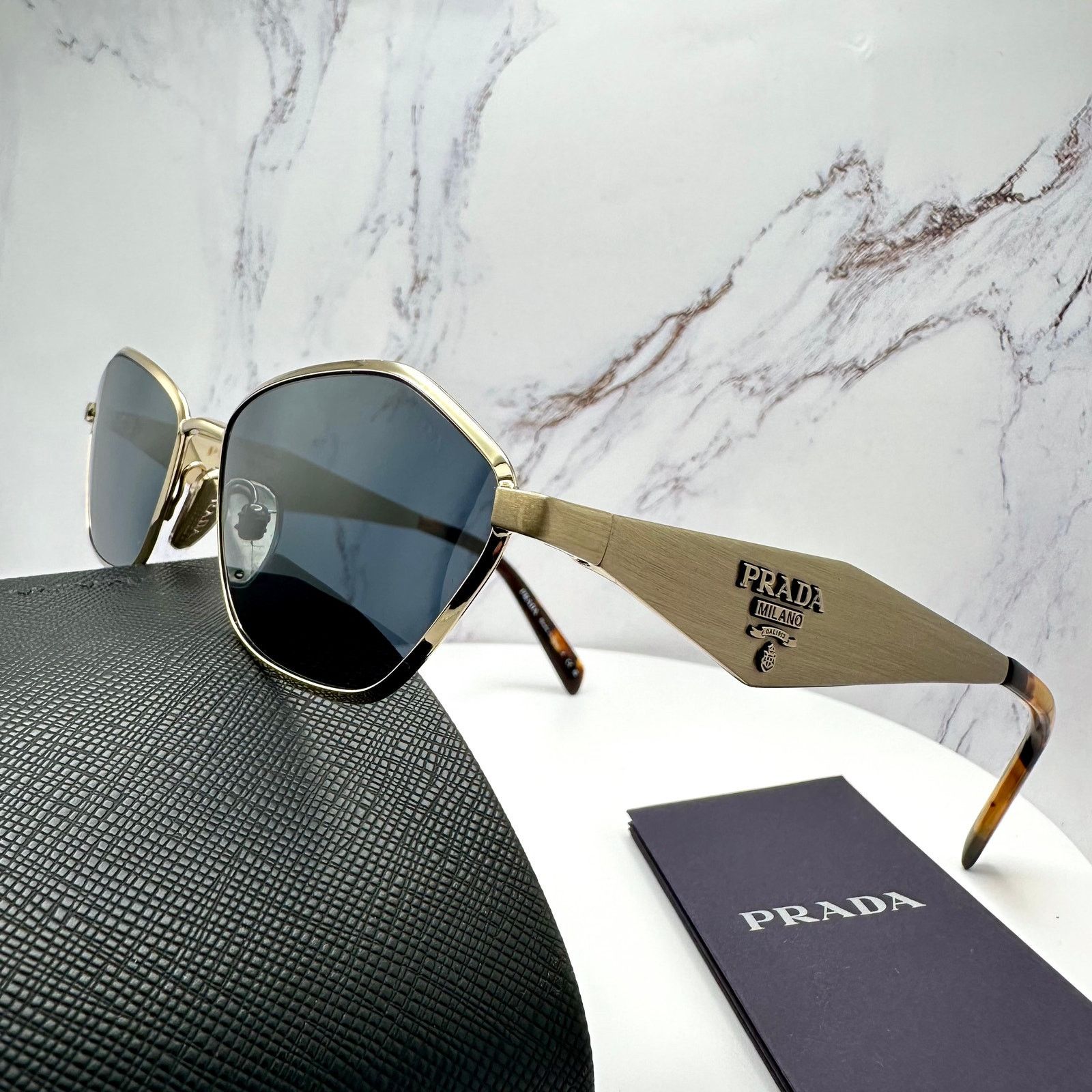 Prada New PRADA Sunglasses Gold Metal 3D Logo Aviator Size ONE SIZE - 4 Thumbnail