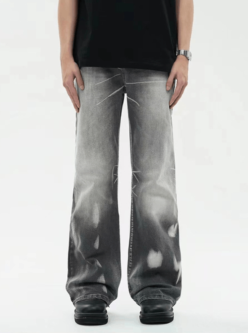 Japanese Brand × Jean Distressed washed American loose flared wide-leg jeans Size US 32 / EU 48 - 3 Thumbnail