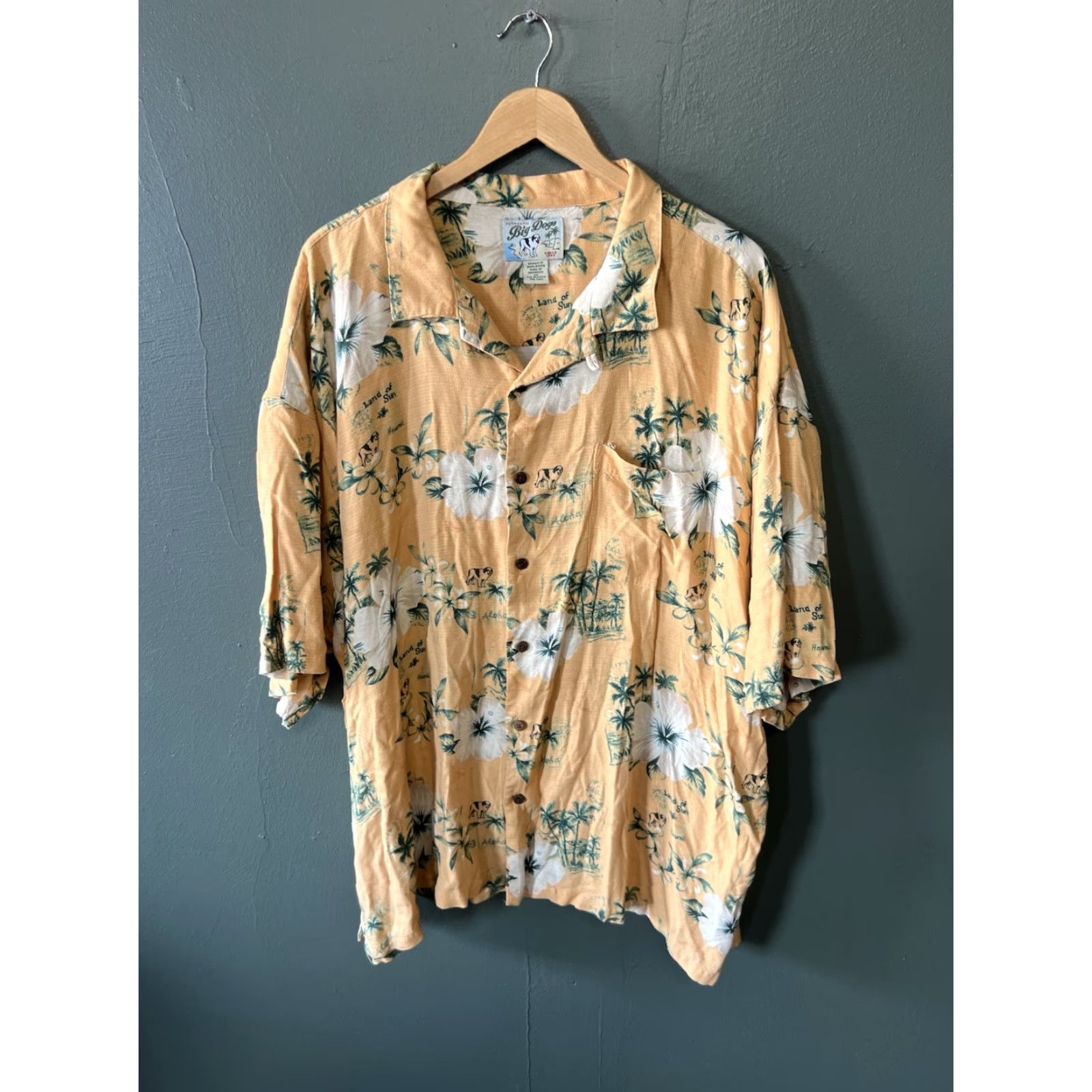 Big Dogs VINTAGE Big Dogs Shirt Mens 4X Yellow Short Sleeve Button-Up Dog Graphic 90s? Size US XXL / EU 58 / 5 - 2 Thumbnail