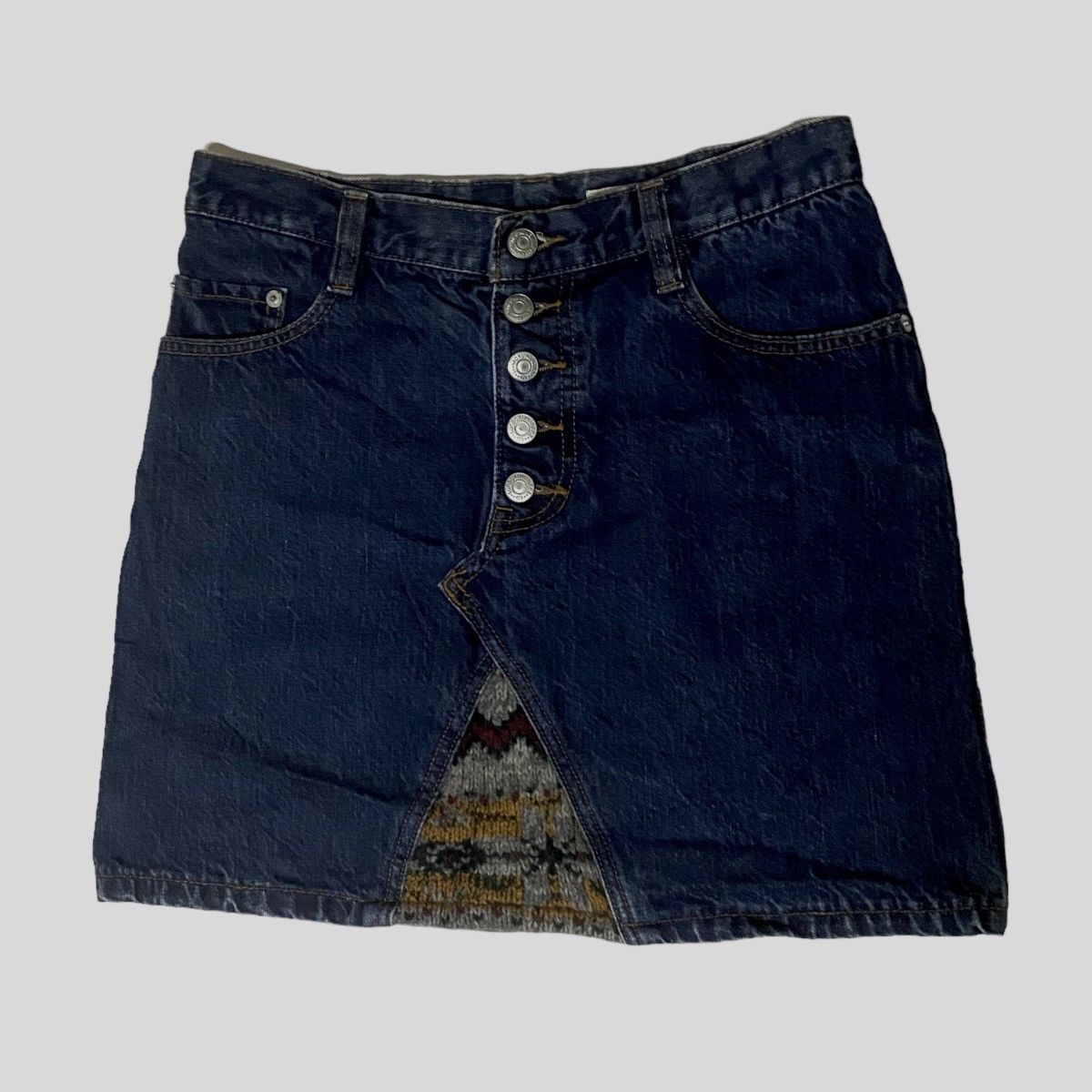 Sunao Kuwahara ISSEY MIYAKE Wool Pocket A-line Denim Skirt