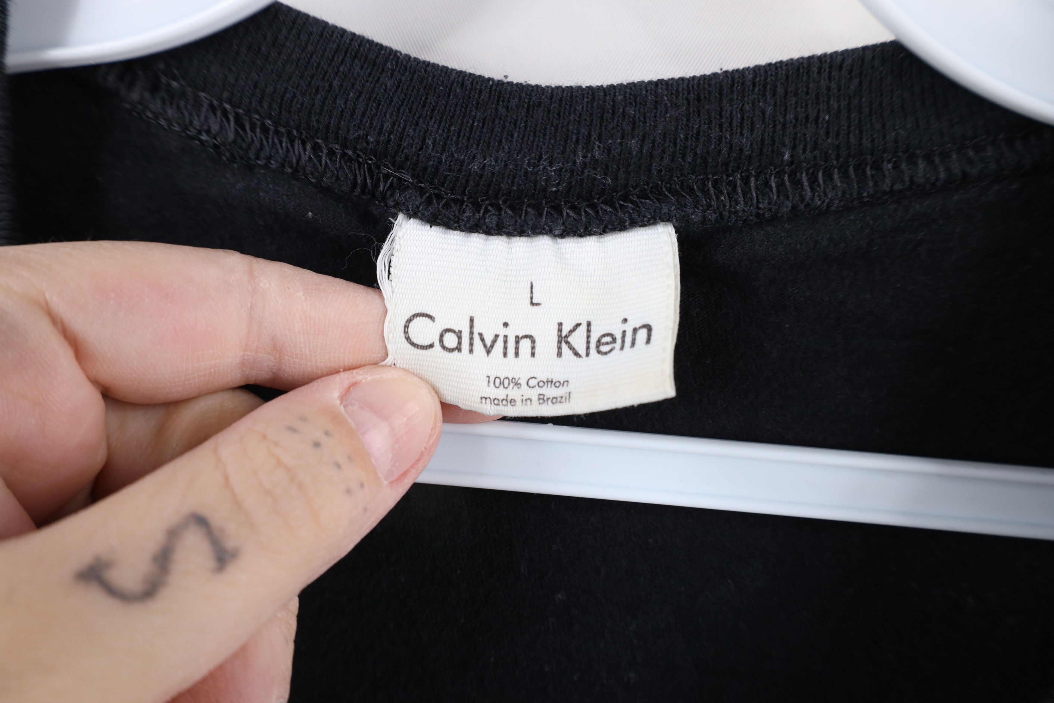 Calvin Klein × Vintage Vintage 90s Calvin Klein Blank Cotton T-Shirt Black Size US L / EU 52-54 / 3 - 4 Thumbnail
