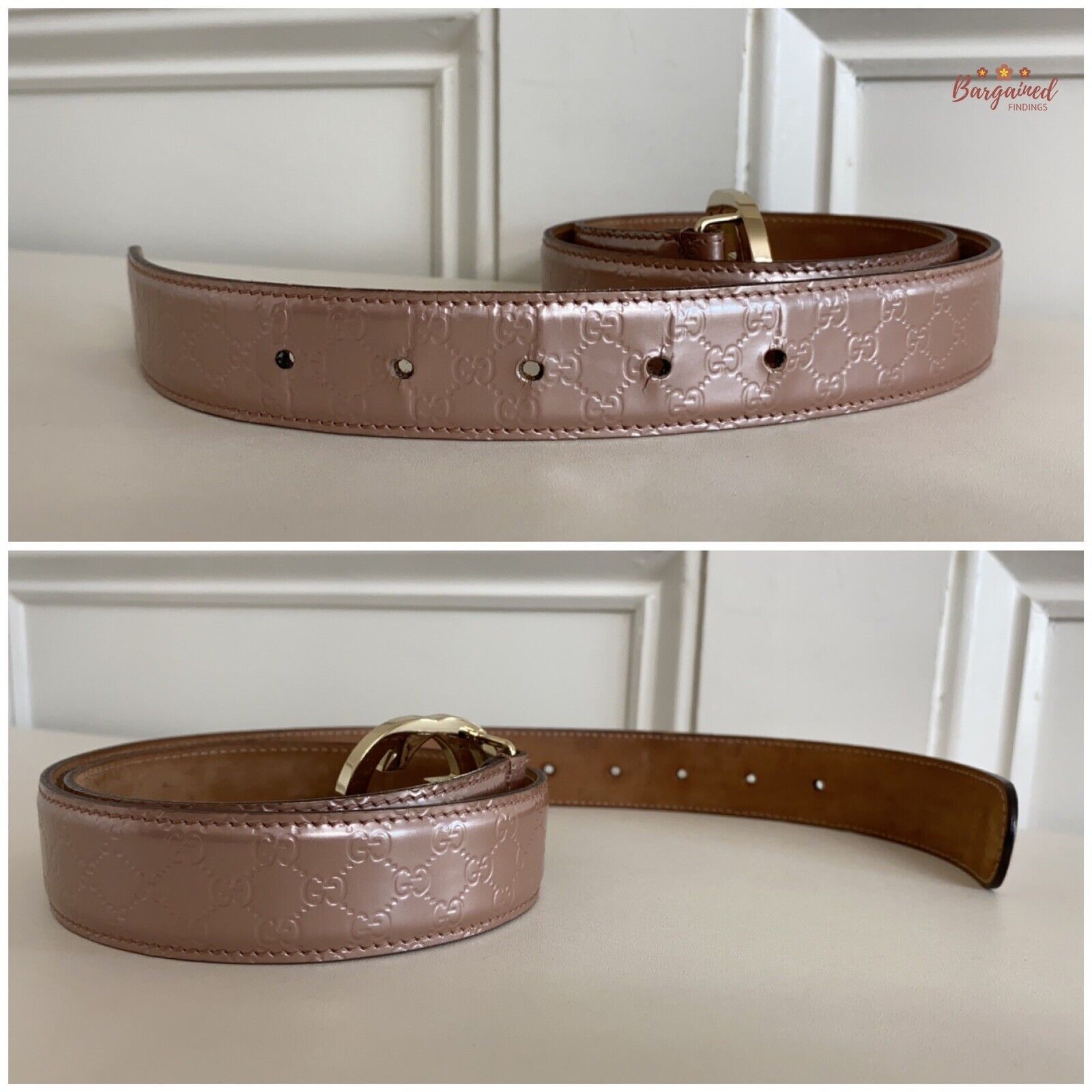 Gucci Gucci Pink Microguccissima Patent Leather Interlocking Belt Size 28 - 2 Thumbnail