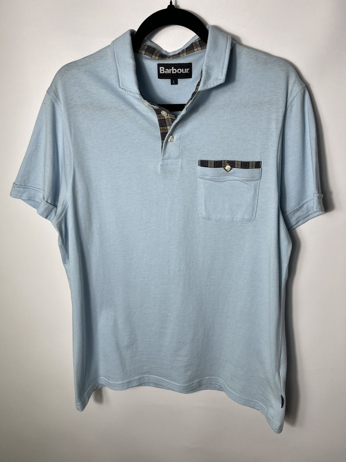 Barbour Vintage streetwear y2k Barbour Corpatch Light Blue T-shirt Size US L / EU 52-54 / 3 - 1 Thumbnail