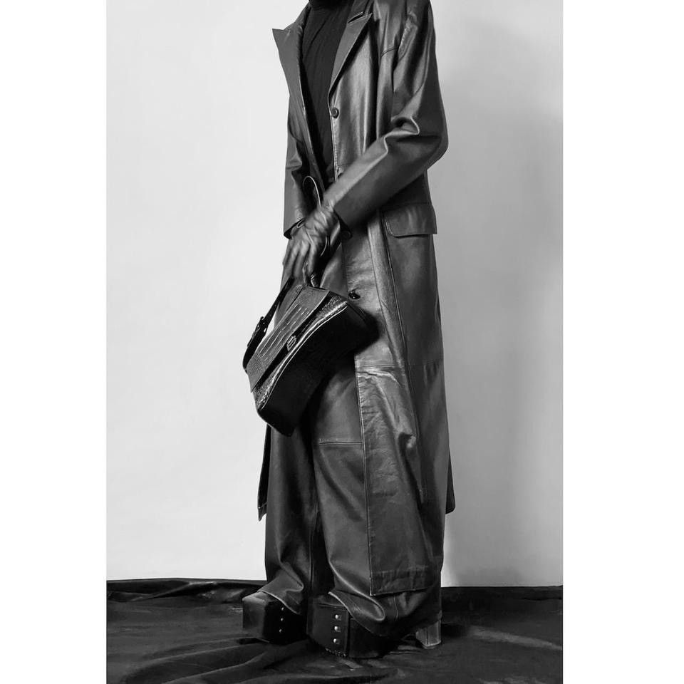 Super long Avant Garde Matrix leather maxi coat