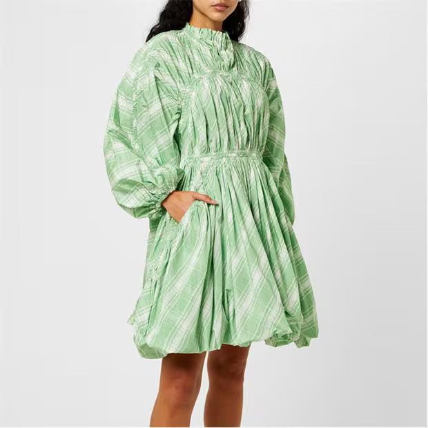 Jil Sander o1g2r1mq1024 Mini Dress in Green & White Size XXS / US 00 / IT 34 - 4 Thumbnail