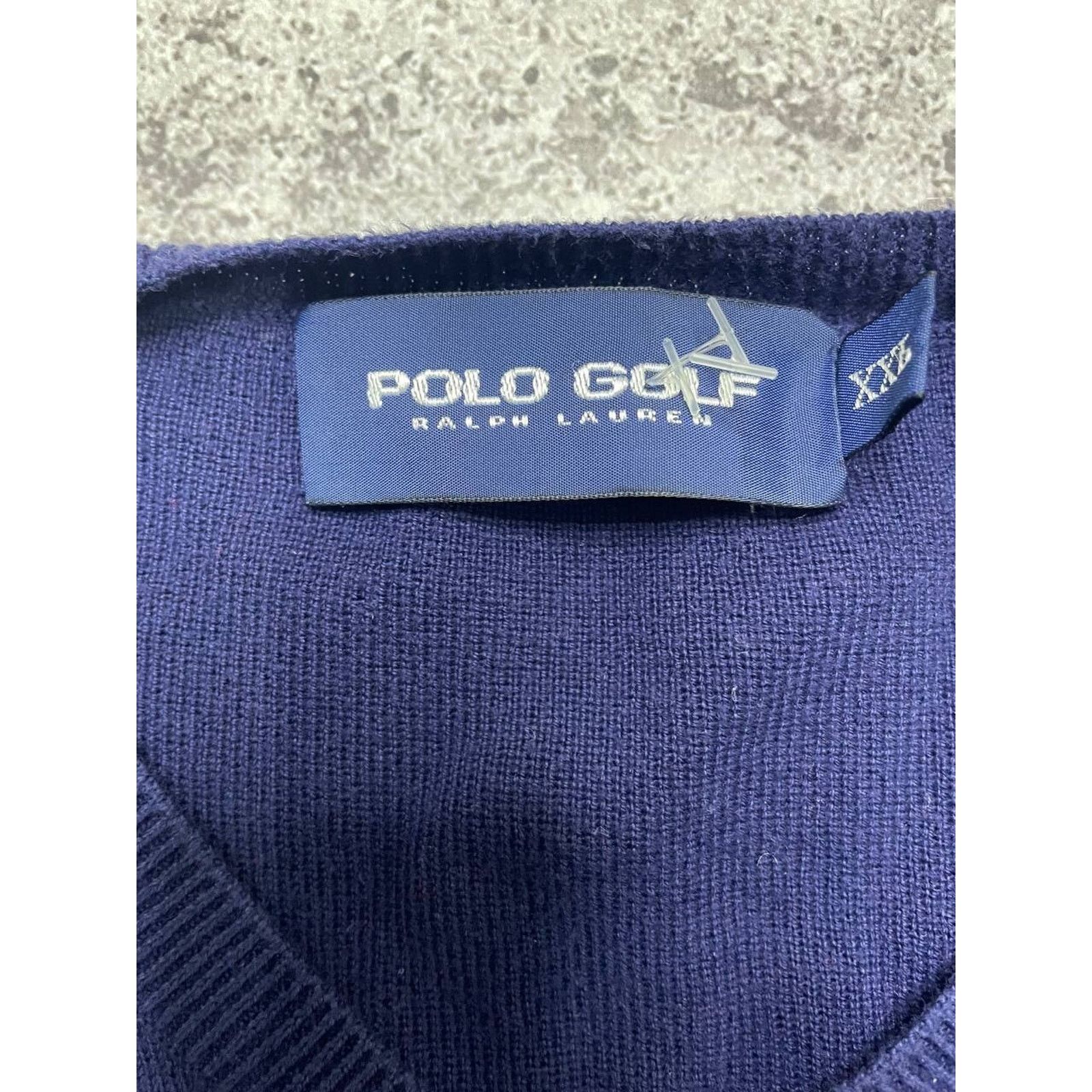 Polo Ralph Lauren × Ralph Lauren × Vintage Vintage Ralph Lauren Polo Golf Navy V-Neck Sweater Pullover Size US XXL / EU 58 / 5 - 2 Thumbnail