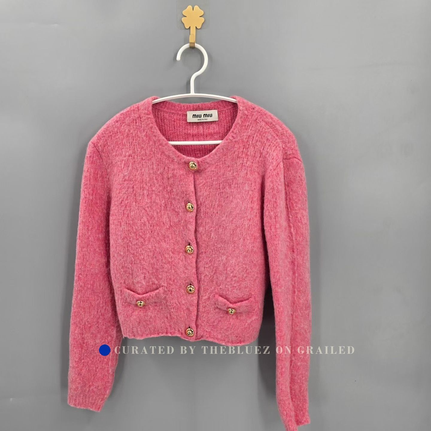Miu Miu Miu Miu Pink Wool Loop Pile Cardigan Size S / US 4 / IT 40 - 1 Thumbnail
