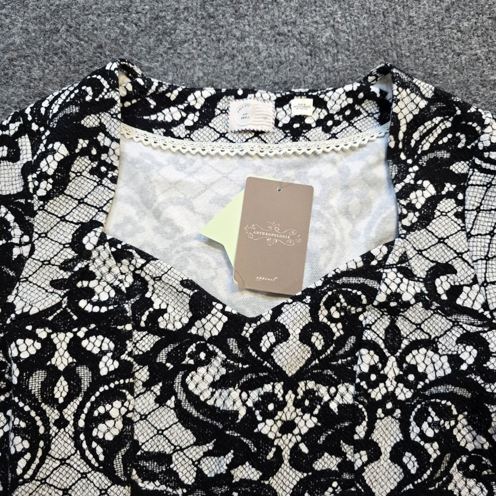 Anthropologie Postmark Anthropologie Top Womens Size Small Black White Floral Peplum Knit Blouse Casual Shirt 3/4 Sleeve Regular Womens Size S / US 4 / IT 40 - 2 Thumbnail