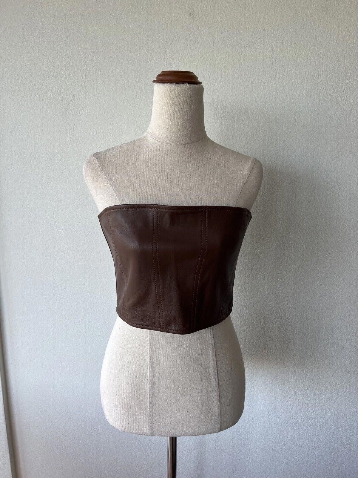 Ksubi brand new Ksubi Crossin Bustier Top brown leather large Size L / US 10 / IT 46 - 1 Thumbnail