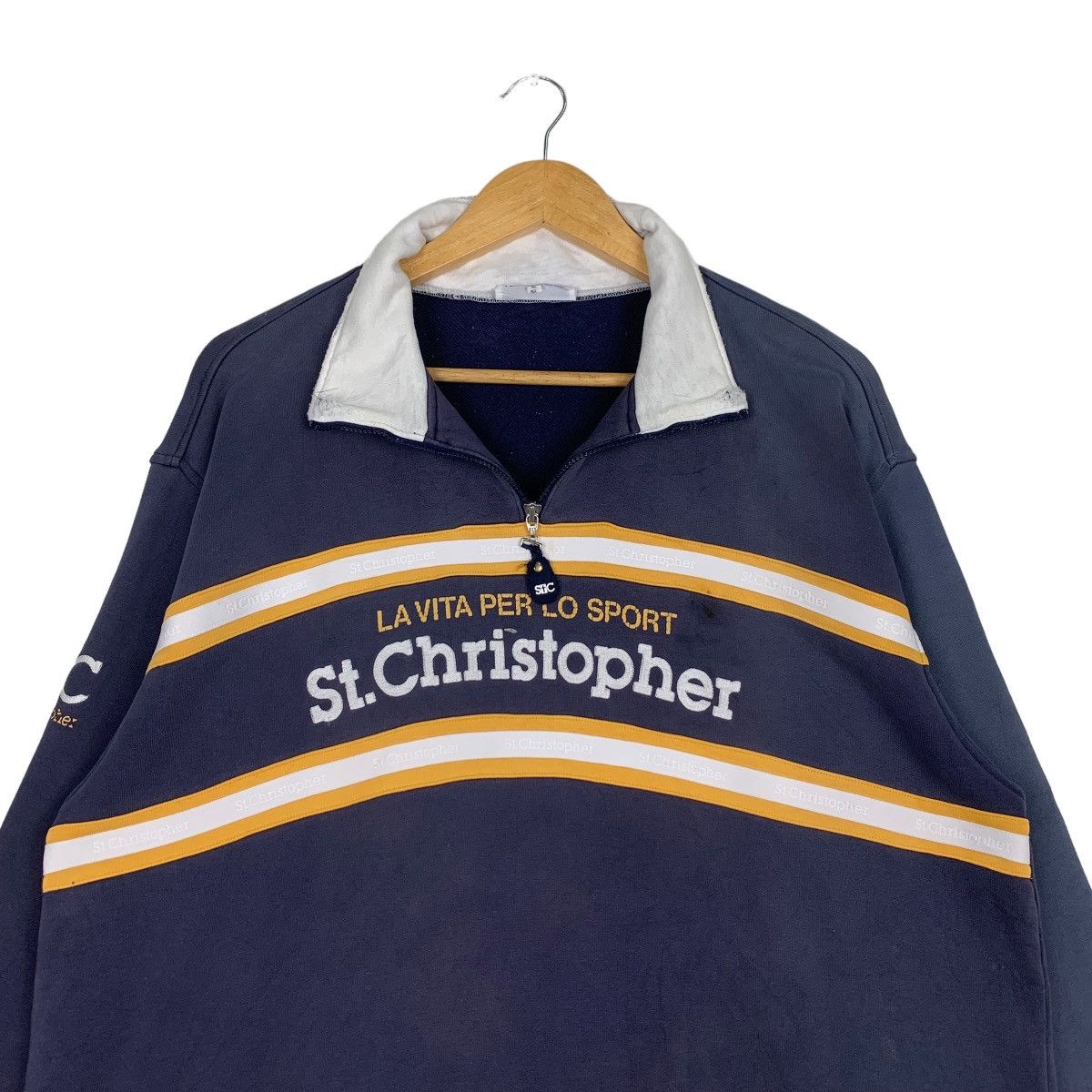 Vintage ST. CHRISTOPHER Embroidery Logo Half Zip Sweater #0960-C43 Size US L / EU 52-54 / 3 - 10 Thumbnail