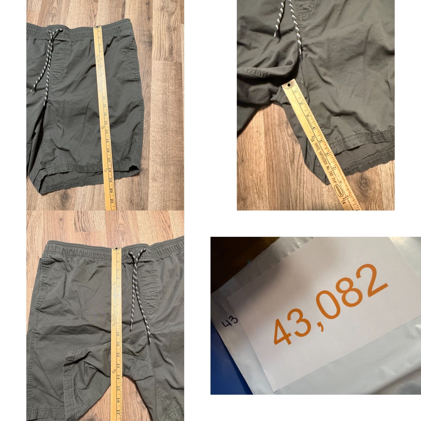 Essentials Amazon Essential Shorts Mens 2XL Cargo Solid Green Tie Waist Pockets Casual Summer Spring Fall Mens Size US 39 - 9 Thumbnail