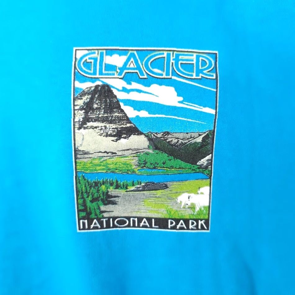 Gildan Glacier National Park T Shirt Mens Size Large Blue Mountain Goats Travel Destination Tee Size US L / EU 52-54 / 3 - 3 Thumbnail