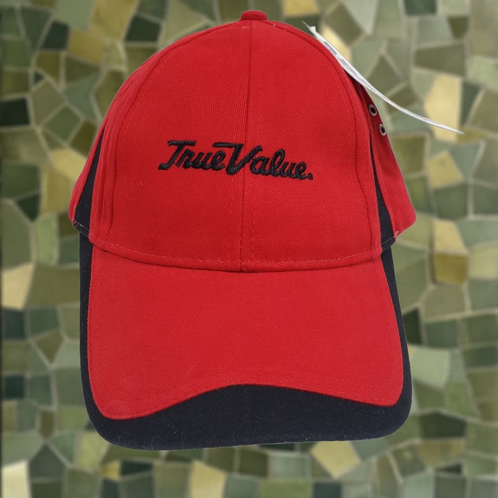 Vintage Adams True Value Baseball Cap Red Black Embroidered Cotton Adjustable Strapback Men Size ONE SIZE - 1 Thumbnail