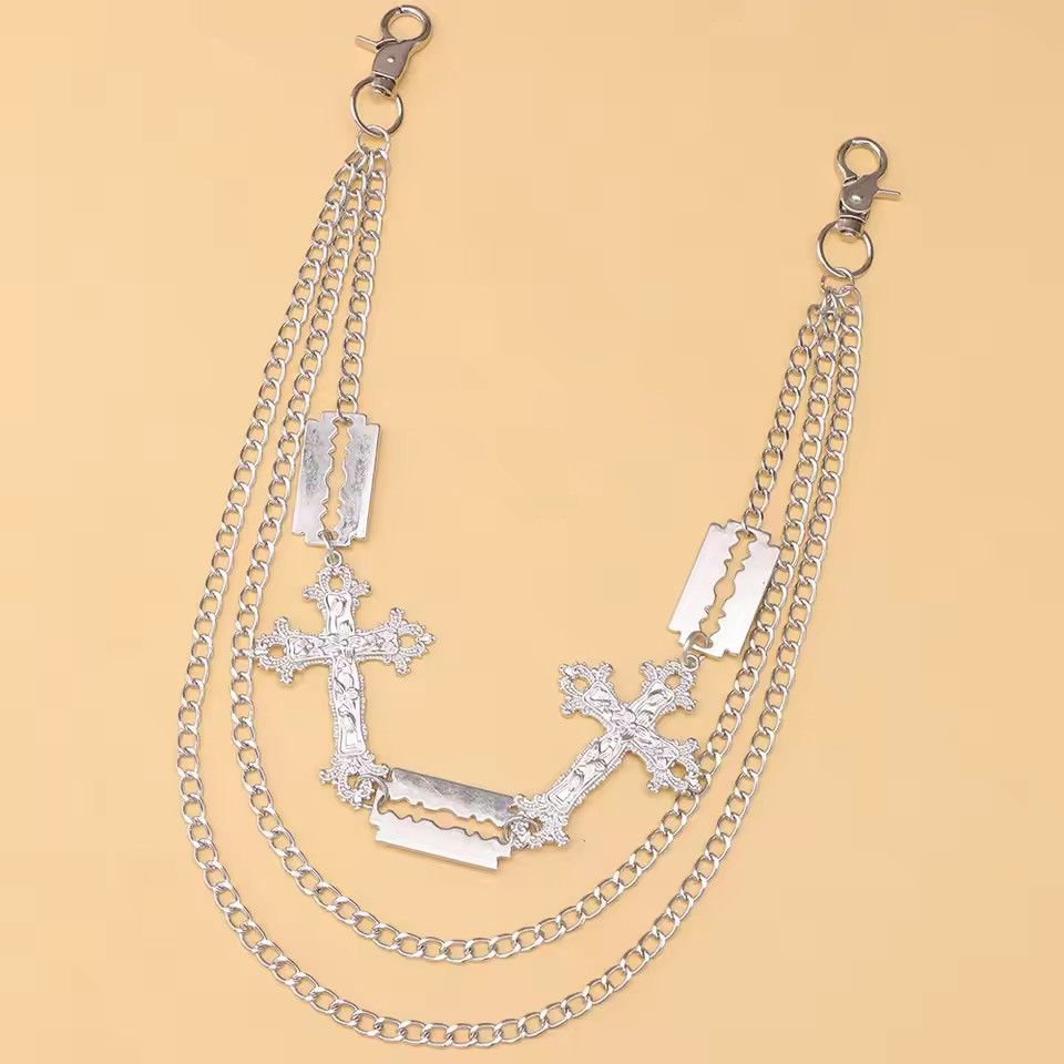 Vintage cross pendant imitation blade Rock Metal Pants Waist Chain Size ONE SIZE - 4 Thumbnail