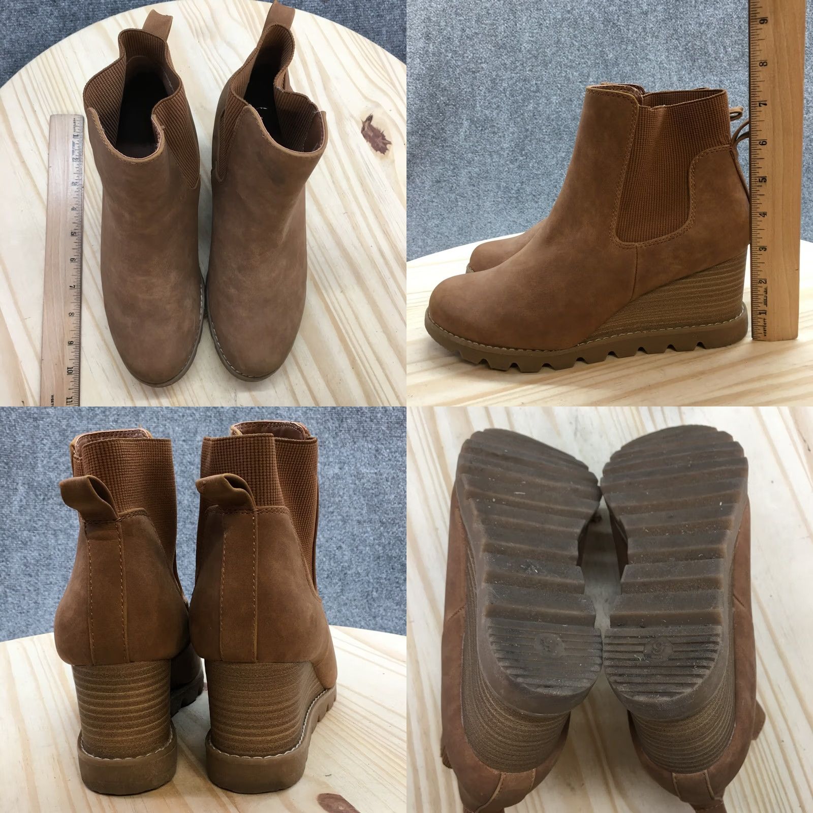 Vintage Universal Thread Chelsea Boots Womens 9 Brown Linda Leather Wedge Pull On Casual Size US 9 / IT 39 - 8 Thumbnail