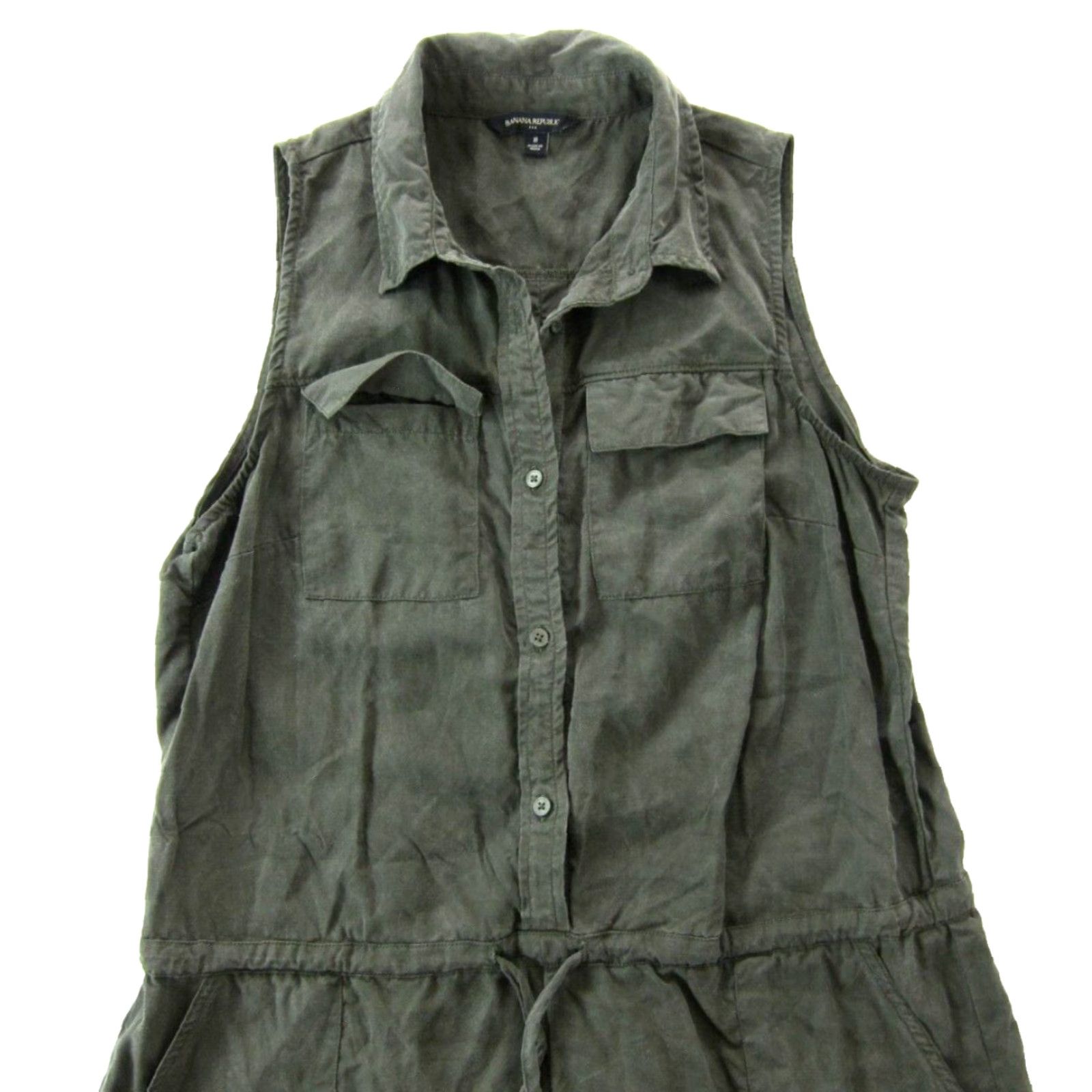 Banana Republic Banana Republic Rayon Army Green Collar Sleeveless Romper Jumpsuit Shorts 8 Size 30" / US 8 / IT 44 - 3 Thumbnail