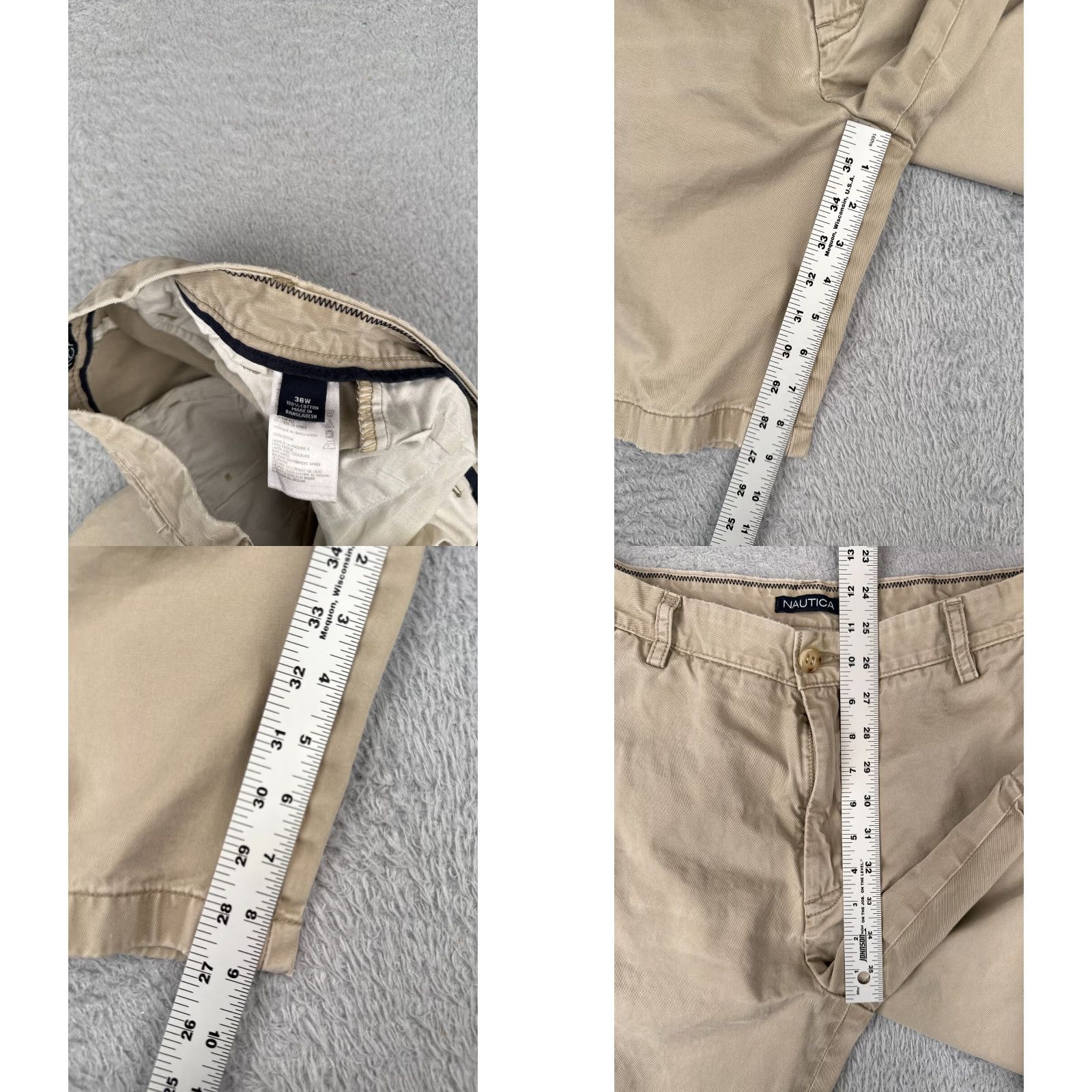 Nautica Nautica Men's Shorts Chino Casual 36 Beige Cotton 100% Twill 9 in Inseam Classic Fit Regular Size 36 Mens Size US 36 / EU 52 - 8 Thumbnail