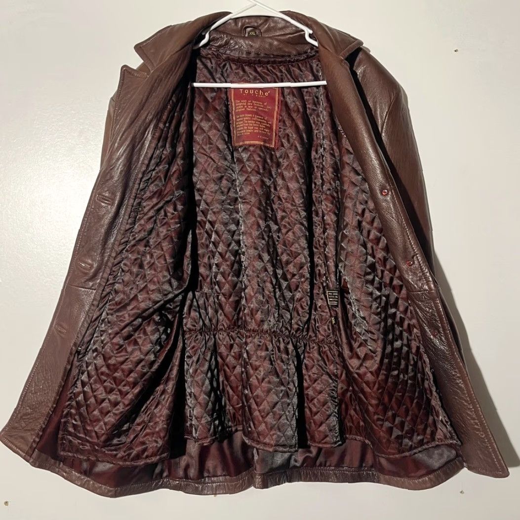 Vintage VINTAGE Touche by N.Bianco Brown Leather Jacket Blazer Womens 2XL Quilted Lining Coat Jacket Satin Lined Insulated All Seasons Casual Workwear Size XXL / US 16-18 / IT 52-54 - 4 Thumbnail