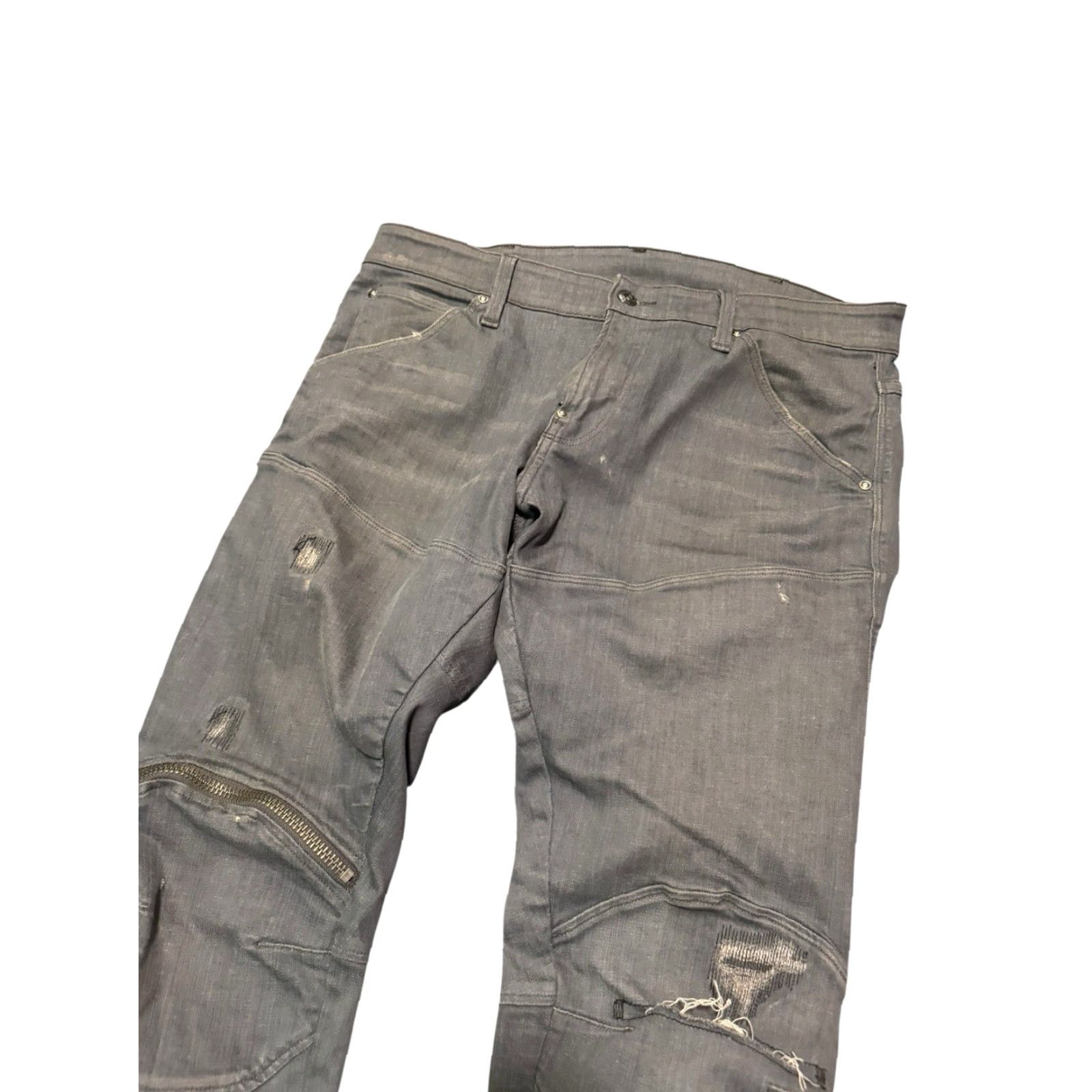 Vintage G-Star RAW 5620 3D Zip Knee Skinny Jeans Grey Distressed Moto Men’s 34x32 Size US 34 / EU 50 - 3 Thumbnail