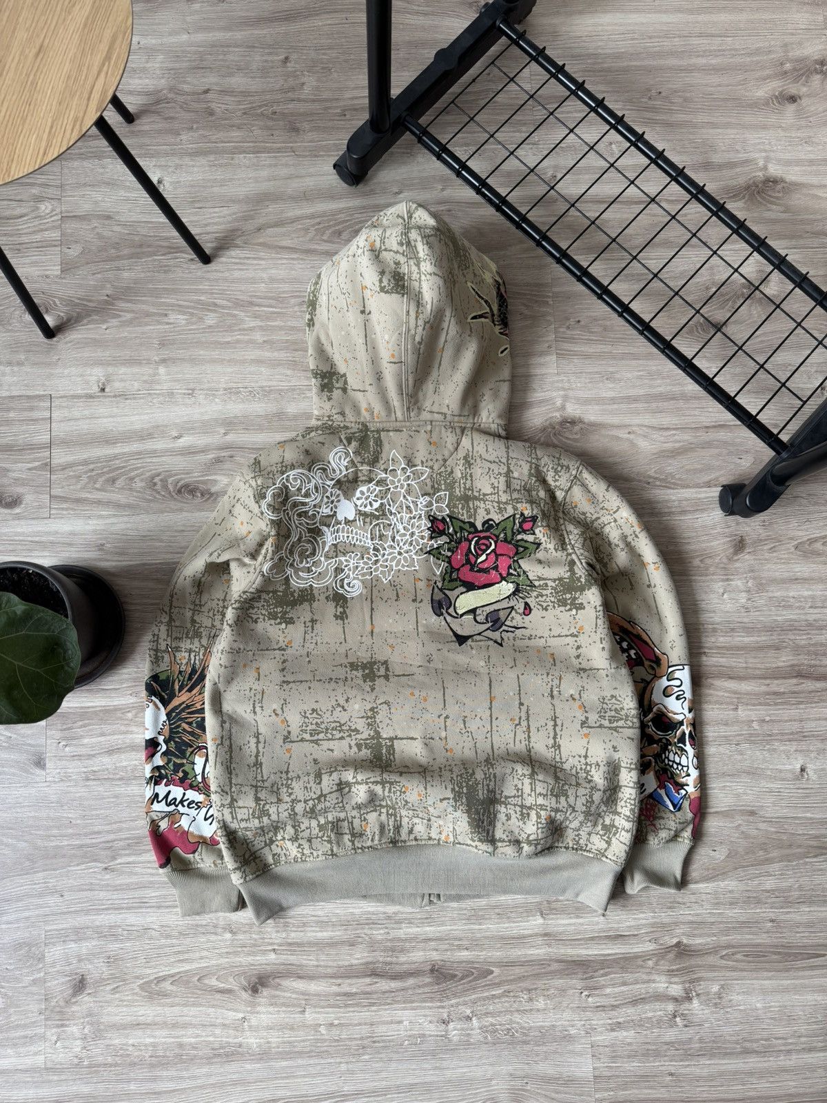 Other Vintage Y2K Delf Skull Tattoo Overprinted Heavy Hoodie Size US XL / EU 56 / 4 - 10 Thumbnail