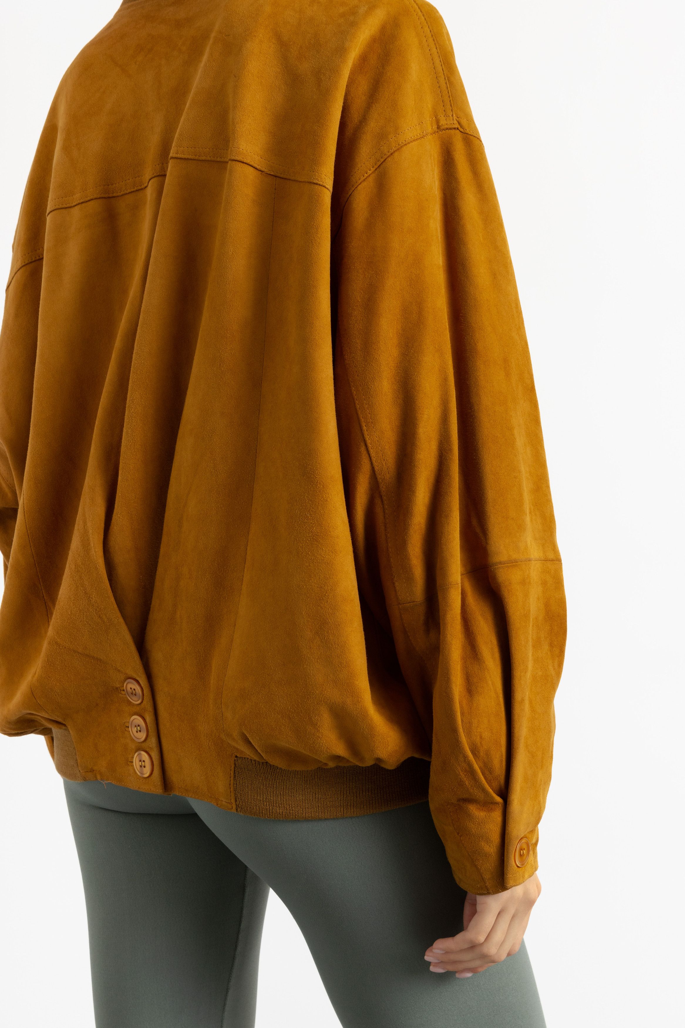 Vintage Suede Bomber Jacket 80s Brown Suede Jacket 6227 Size L / US 10 / IT 46 - 5 Thumbnail